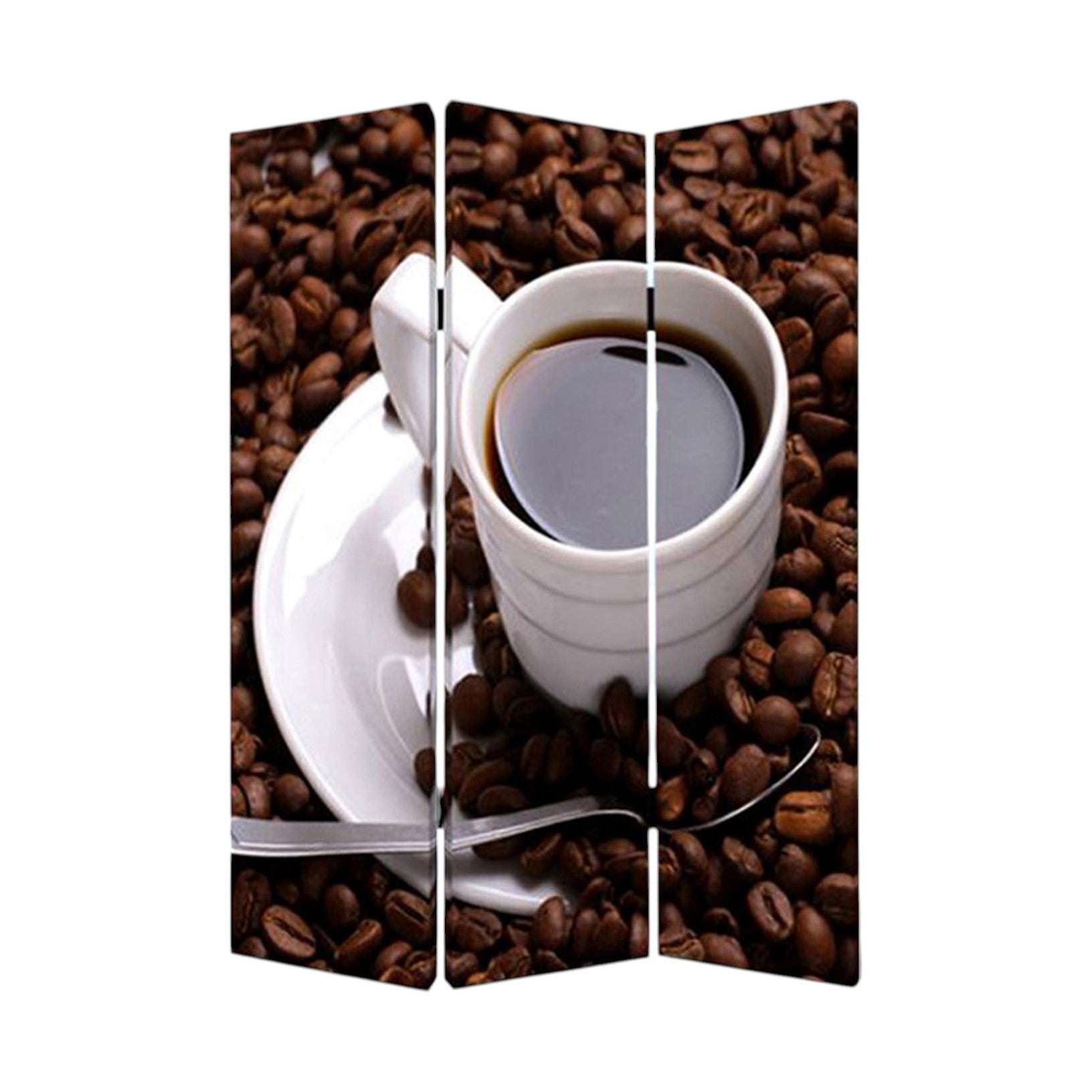 48" X 72" Multi Color Wood Canvas Coffee Time Screen-Room Dividers-DECOROLALA