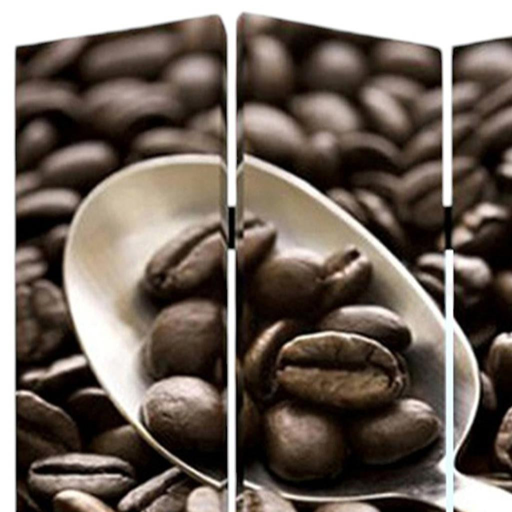 48" X 72" Multi Color Wood Canvas Coffee Time Screen-Room Dividers-DECOROLALA