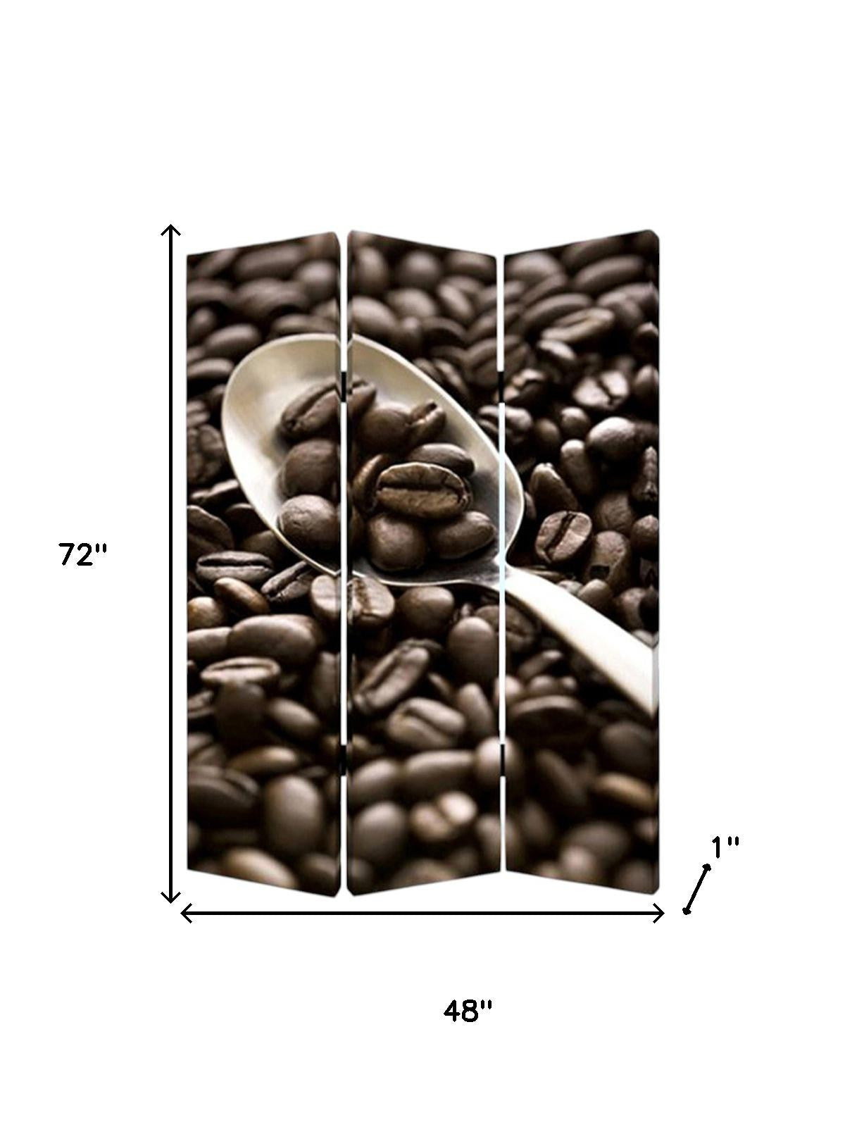 48" X 72" Multi Color Wood Canvas Coffee Time Screen-Room Dividers-DECOROLALA