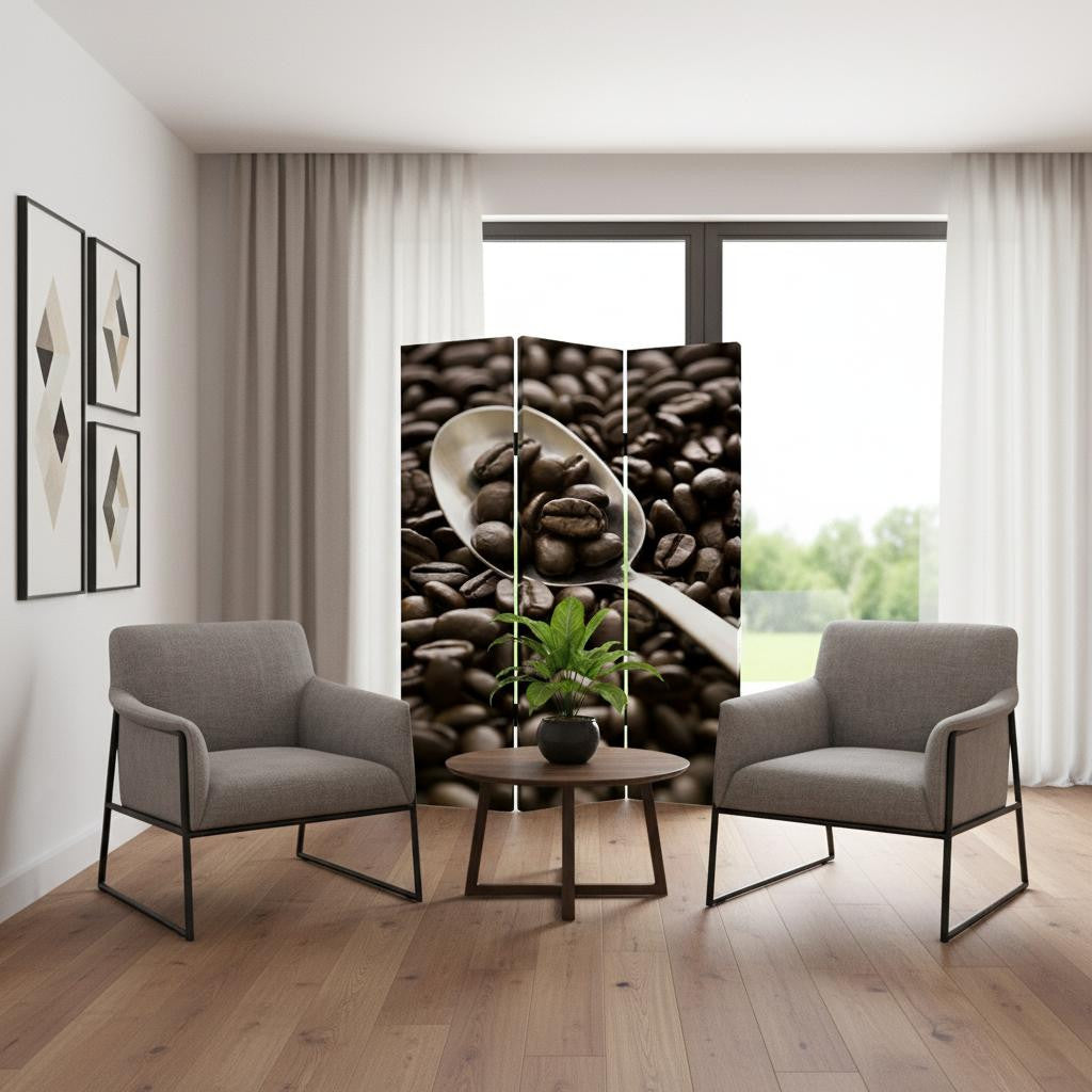 48" X 72" Multi Color Wood Canvas Coffee Time Screen-Room Dividers-DECOROLALA