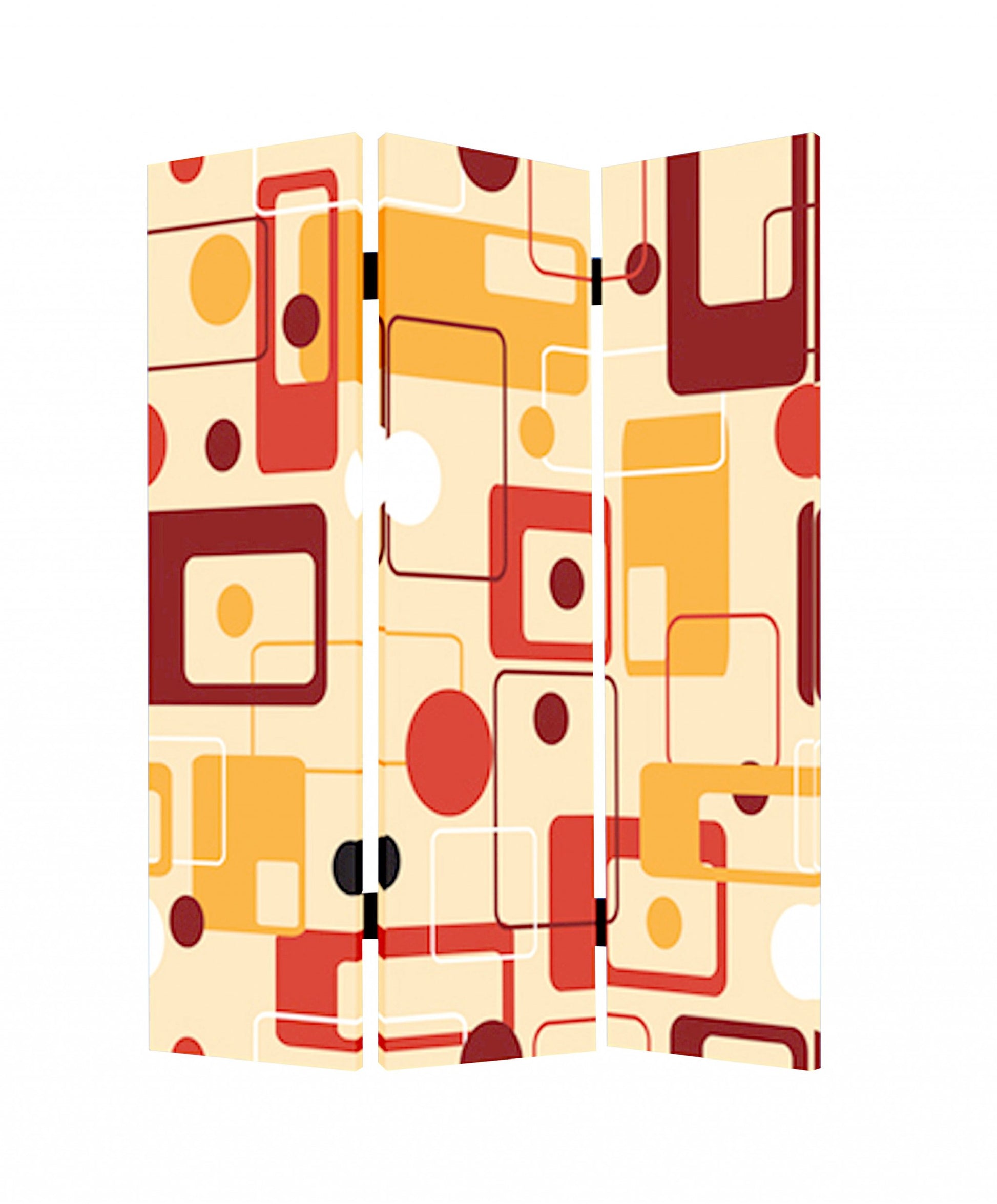 48 X 72 Multi Color Wood Canvas Deep Saffron Screen-Room Dividers-DECOROLALA