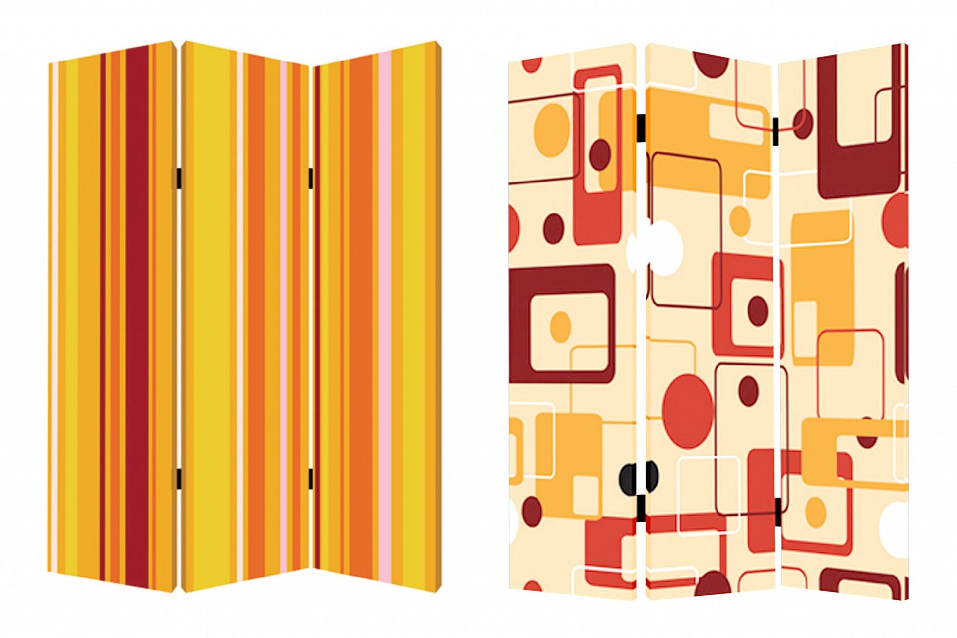 48 X 72 Multi Color Wood Canvas Deep Saffron Screen-Room Dividers-DECOROLALA