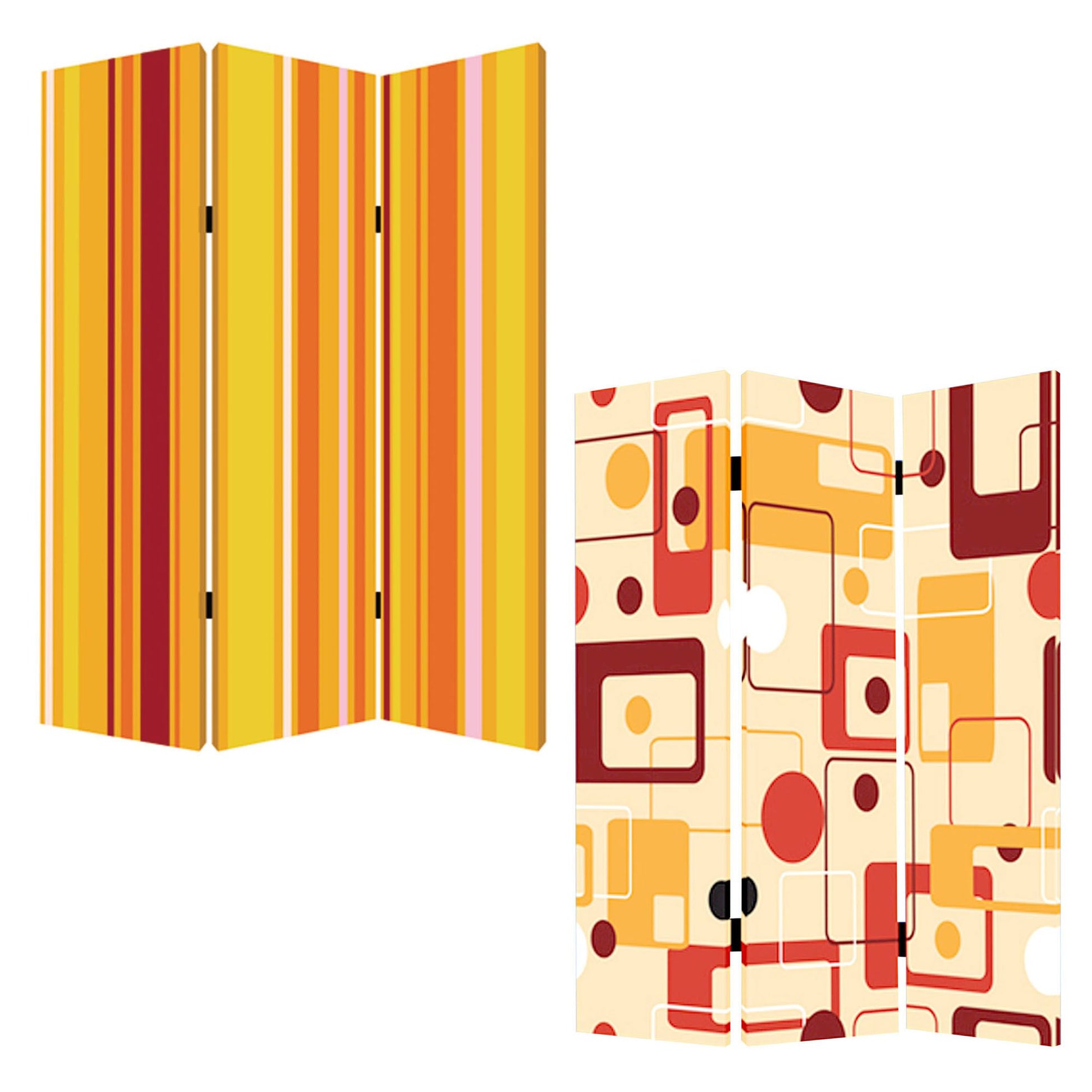48 X 72 Multi Color Wood Canvas Deep Saffron Screen-Room Dividers-DECOROLALA