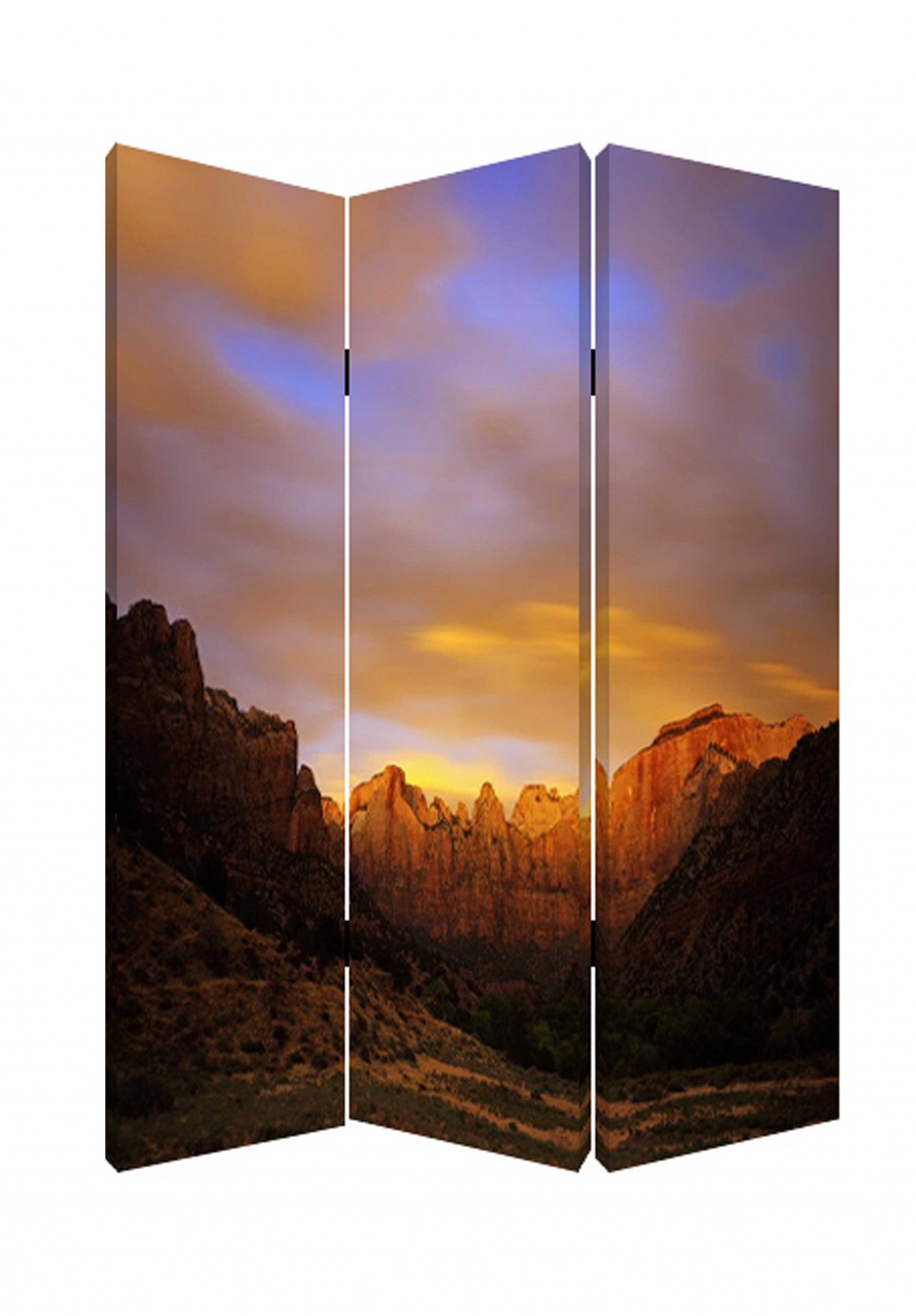 48 X 72 Multi Color Wood Canvas Desert Screen-Room Dividers-DECOROLALA