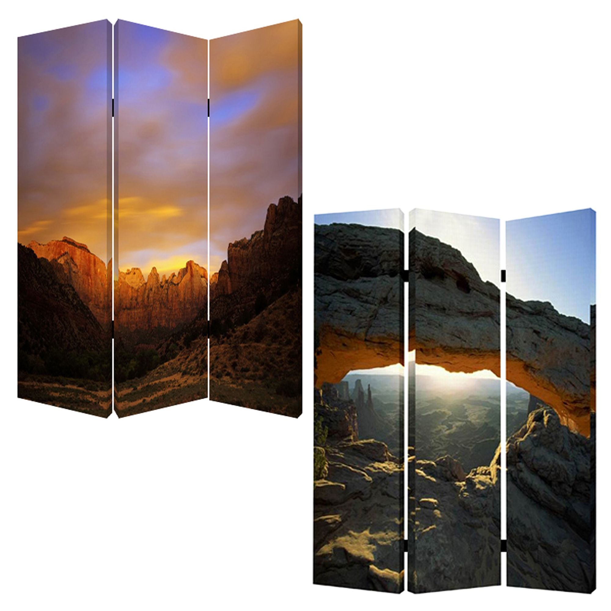 48 X 72 Multi Color Wood Canvas Desert Screen-Room Dividers-DECOROLALA