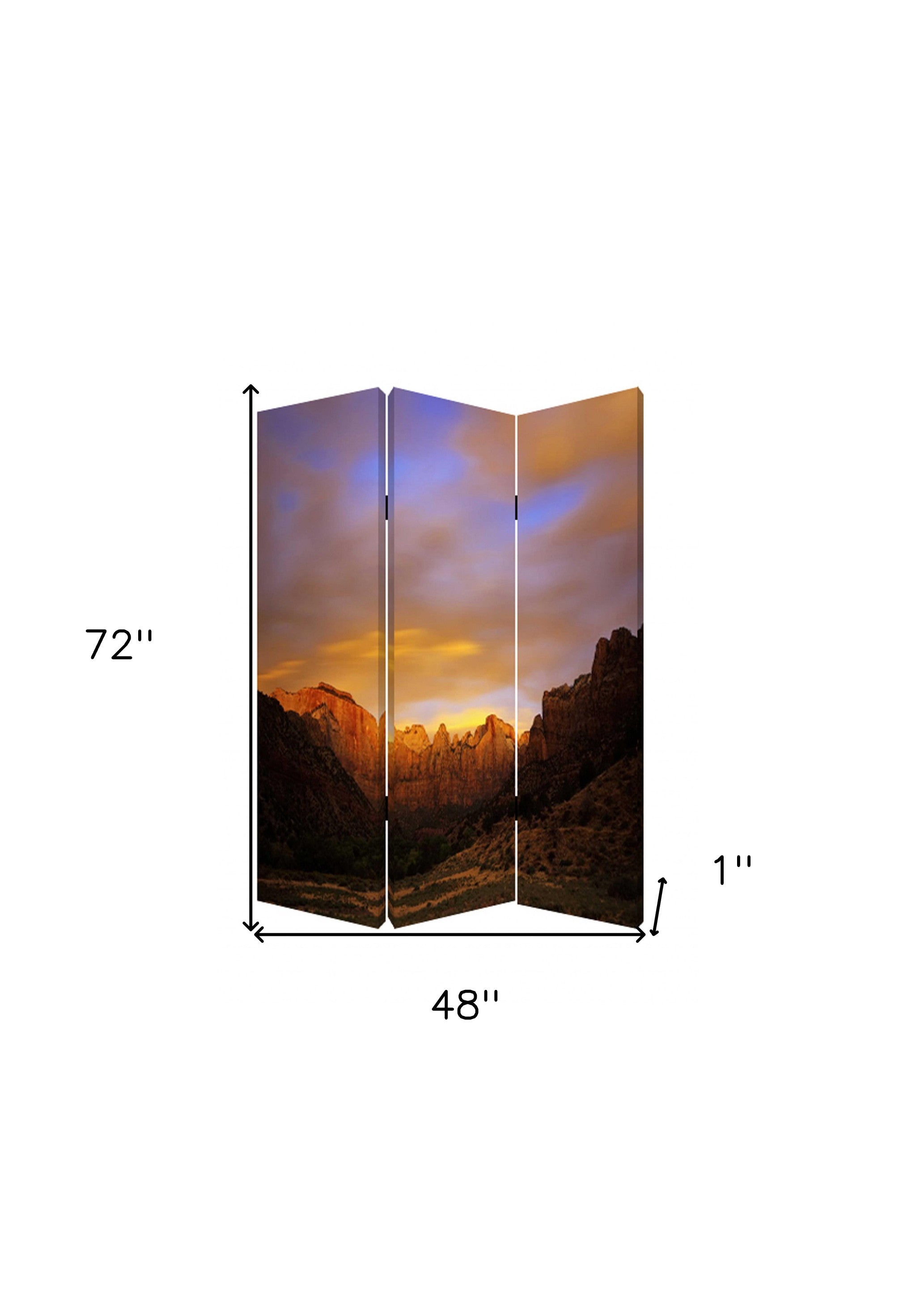 48 X 72 Multi Color Wood Canvas Desert Screen-Room Dividers-DECOROLALA
