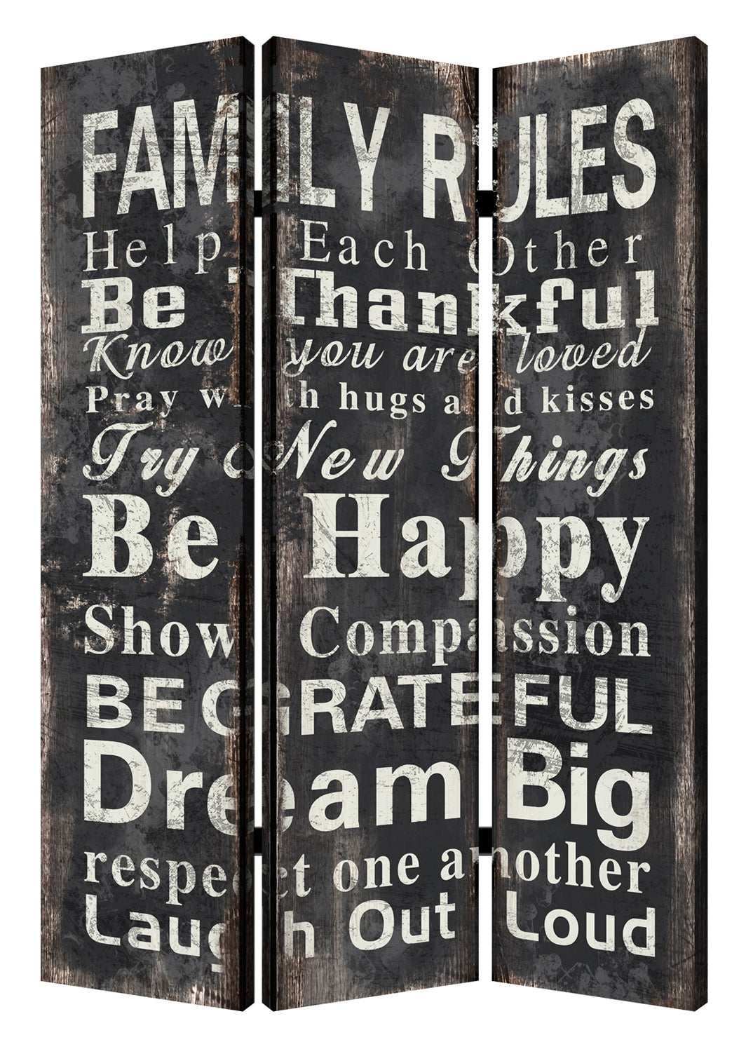 48 X 72 Multi Color Wood Canvas Family Rule Screen-Room Dividers-DECOROLALA
