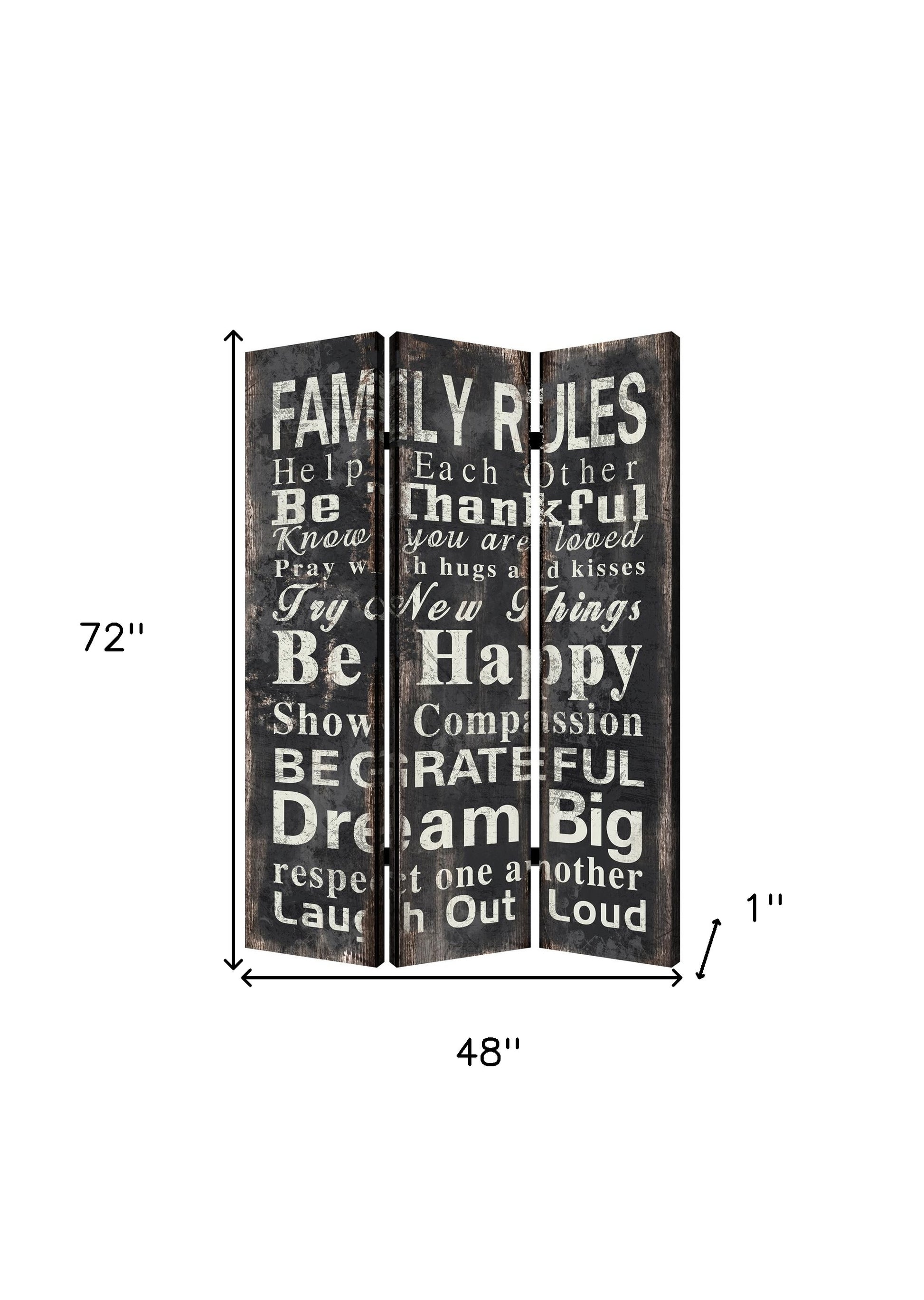 48 X 72 Multi Color Wood Canvas Family Rule Screen-Room Dividers-DECOROLALA