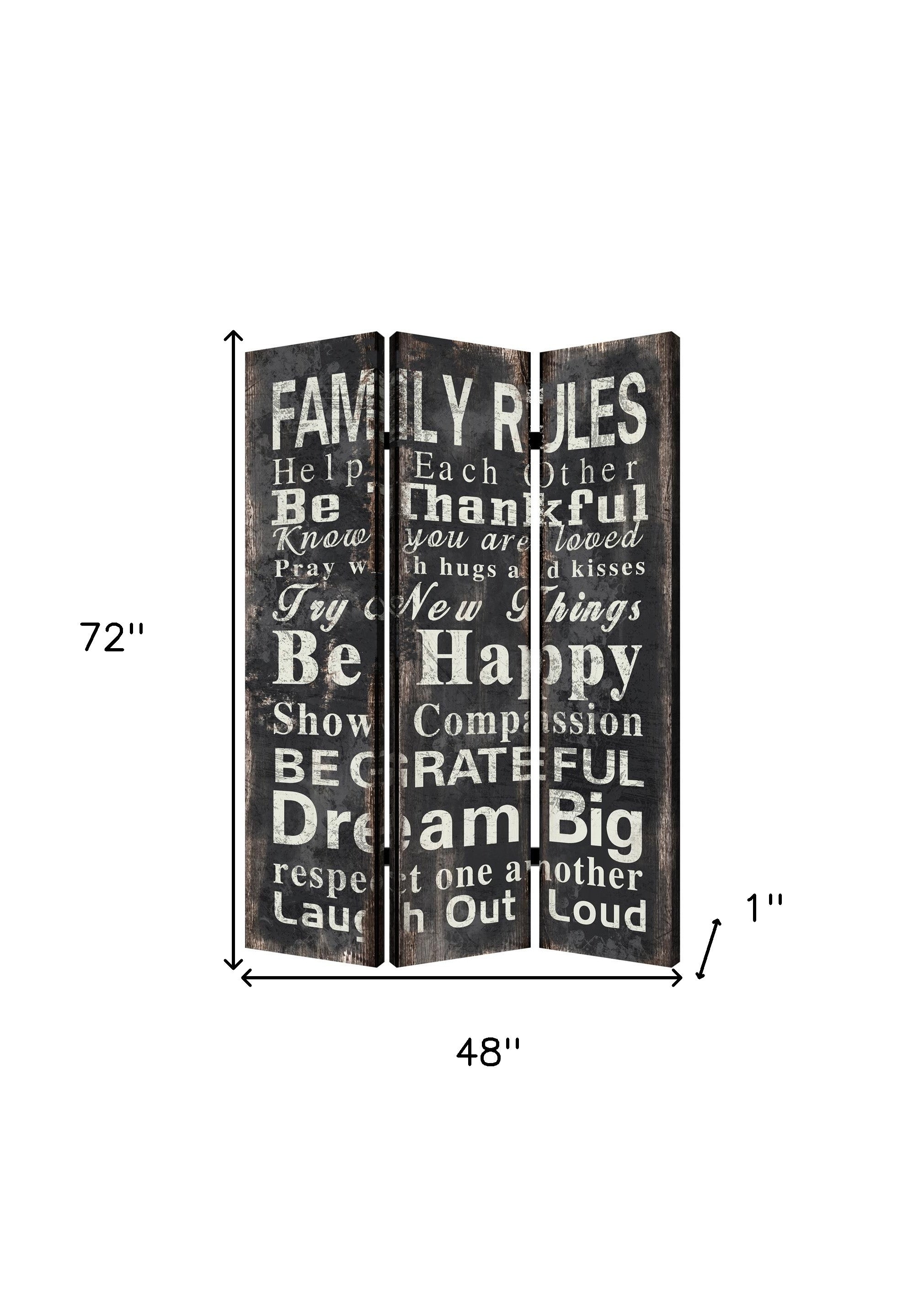48 X 72 Multi Color Wood Canvas Family Rule Screen-Room Dividers-DECOROLALA