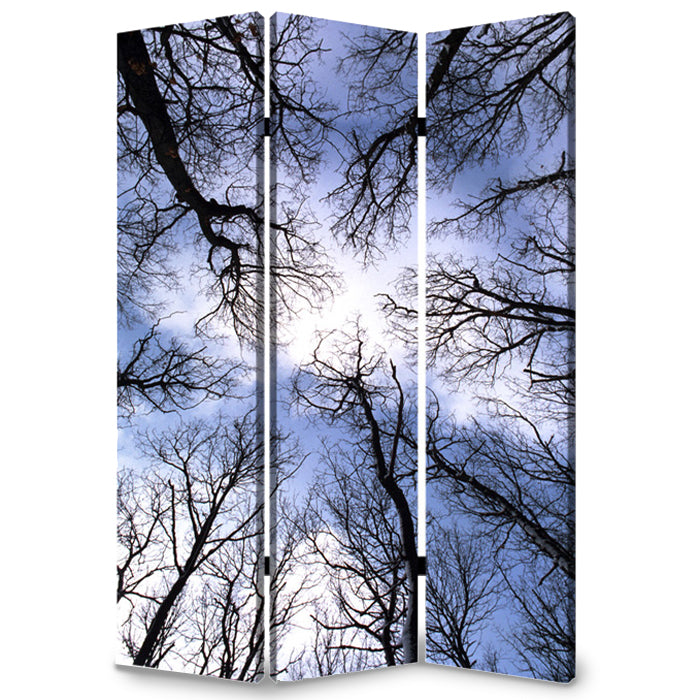 48" X 72" Multi Color Wood Canvas Forest Screen-Room Dividers-DECOROLALA