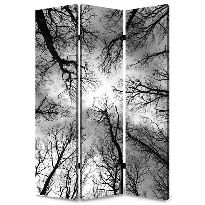 48" X 72" Multi Color Wood Canvas Forest Screen-Room Dividers-DECOROLALA