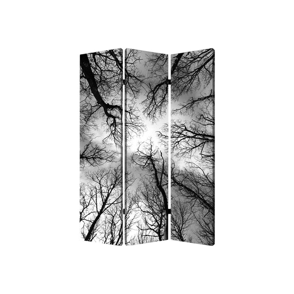 48" X 72" Multi Color Wood Canvas Forest Screen-Room Dividers-DECOROLALA