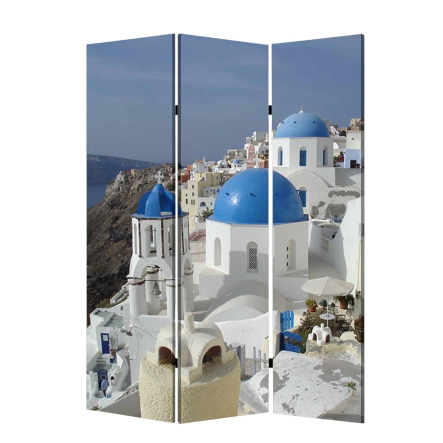 48" X 72" Multi Color Wood Canvas Greece Screen-Room Dividers-DECOROLALA