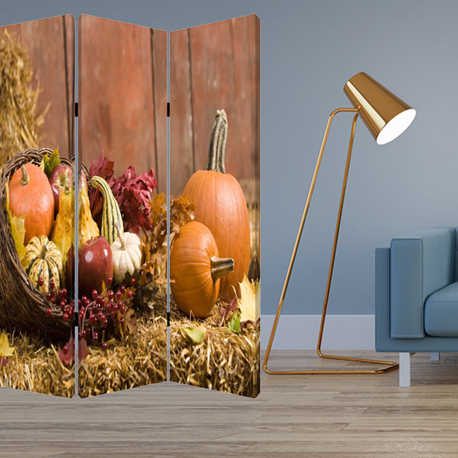48 X 72 Multi Color Wood Canvas Harvest Screen-Room Dividers-DECOROLALA