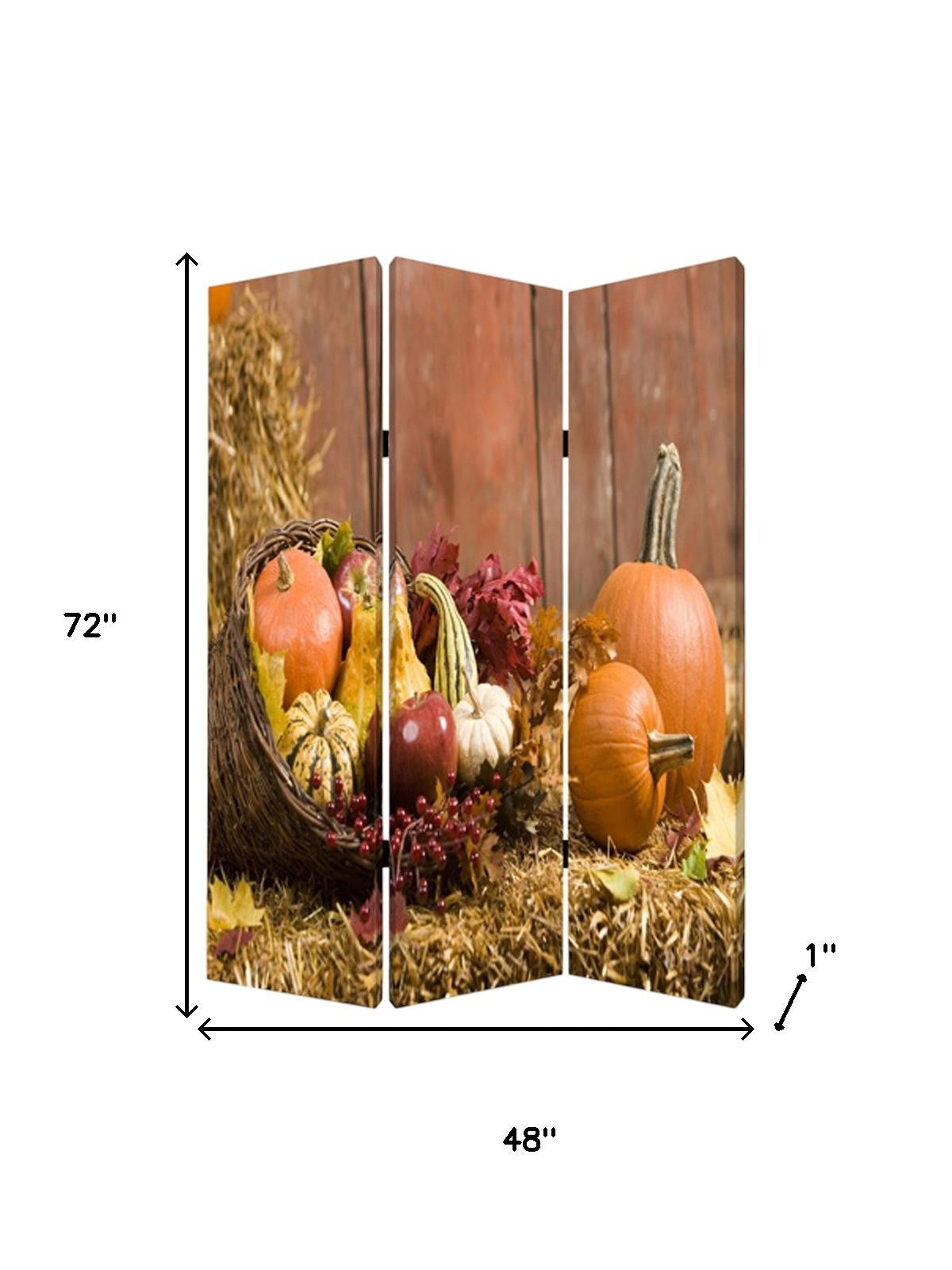 48 X 72 Multi Color Wood Canvas Harvest Screen-Room Dividers-DECOROLALA