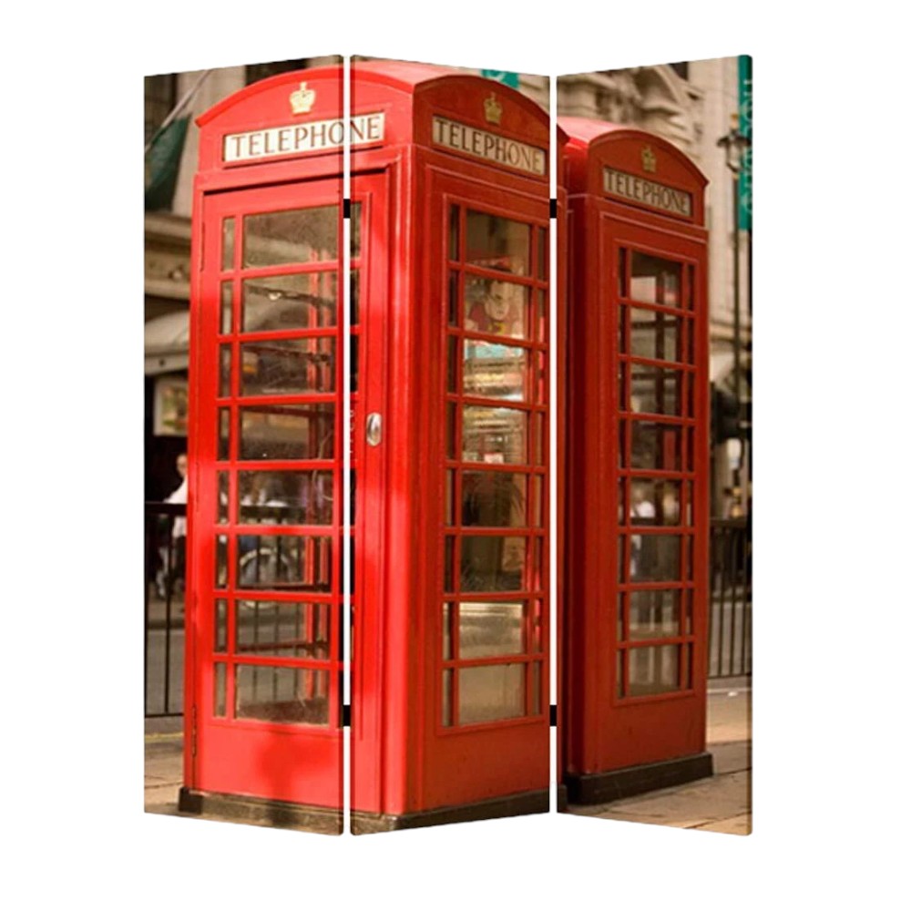 48" X 72" Multi Color Wood Canvas London Screen-Room Dividers-DECOROLALA