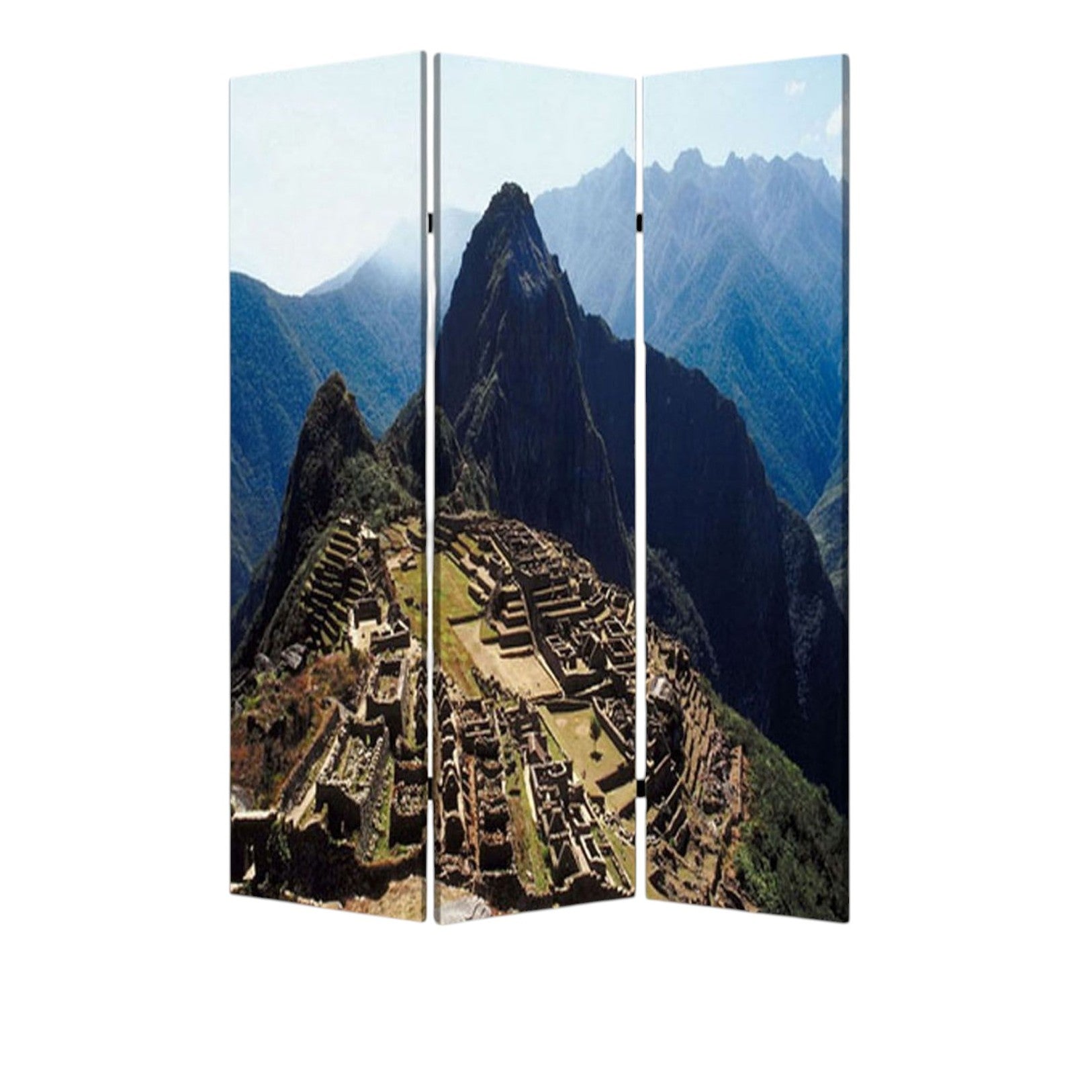 48" X 72" Multi Color Wood Canvas Machu Picchu Screen-Room Dividers-DECOROLALA