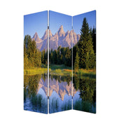 48 X 72 Multi Color Wood Canvas Mountain Peaks Screen-Room Dividers-DECOROLALA