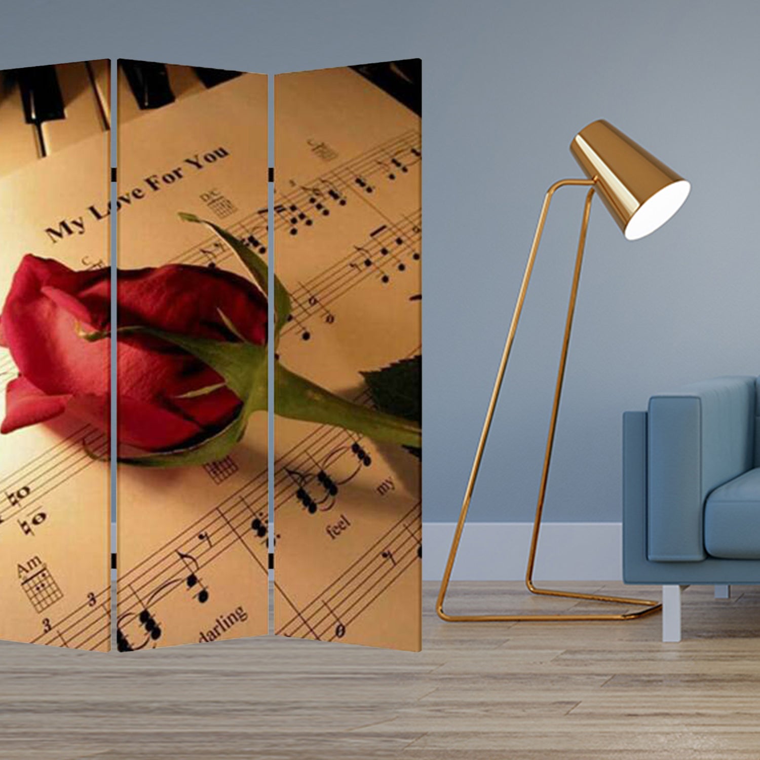 48 X 72 Multi Color Wood Canvas Music Screen-Room Dividers-DECOROLALA