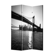 48" X 72" Multi Color Wood Canvas New York Skyline Screen-Room Dividers-DECOROLALA