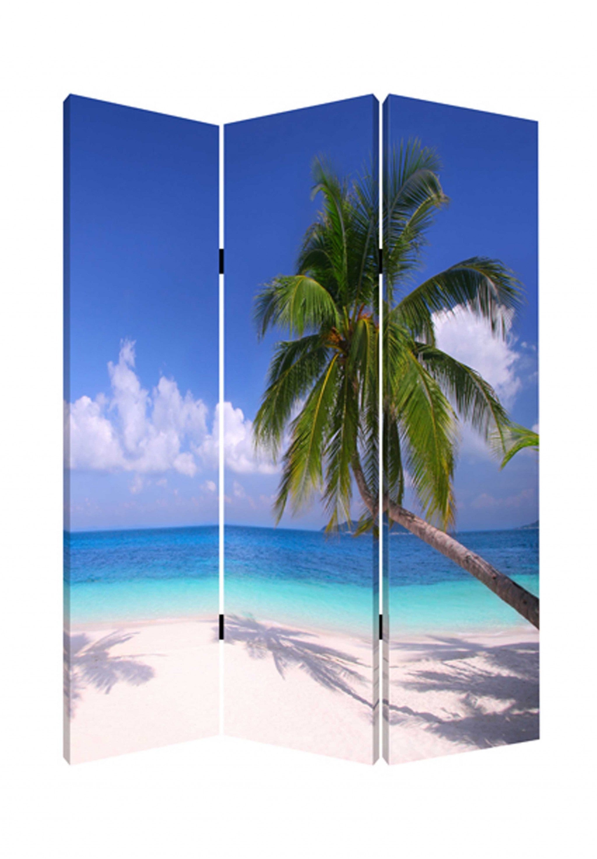 48 X 72 Multi Color Wood Canvas Paradise Screen-Room Dividers-DECOROLALA