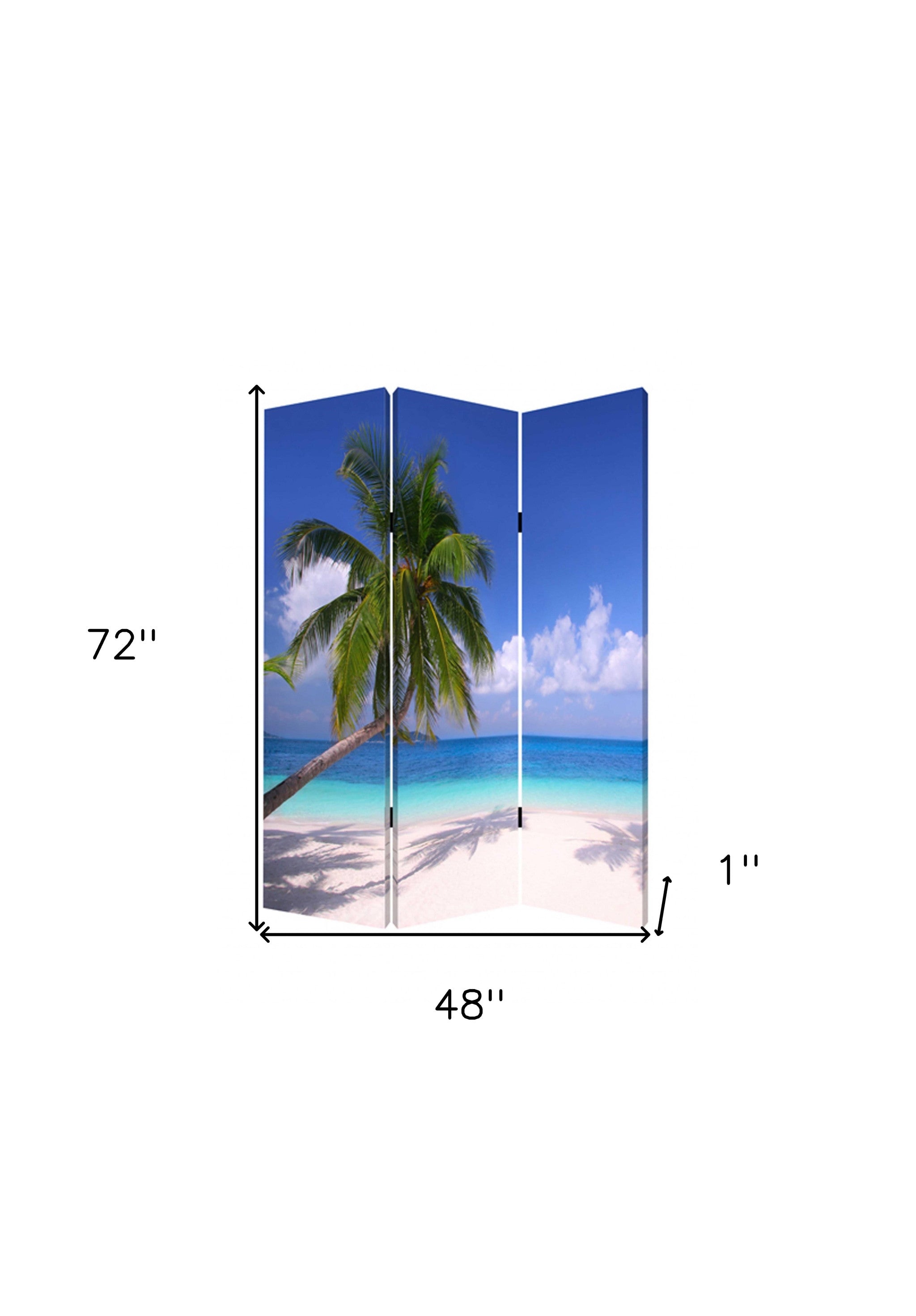 48 X 72 Multi Color Wood Canvas Paradise Screen-Room Dividers-DECOROLALA
