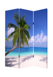 48 X 72 Multi Color Wood Canvas Paradise Screen-Room Dividers-DECOROLALA