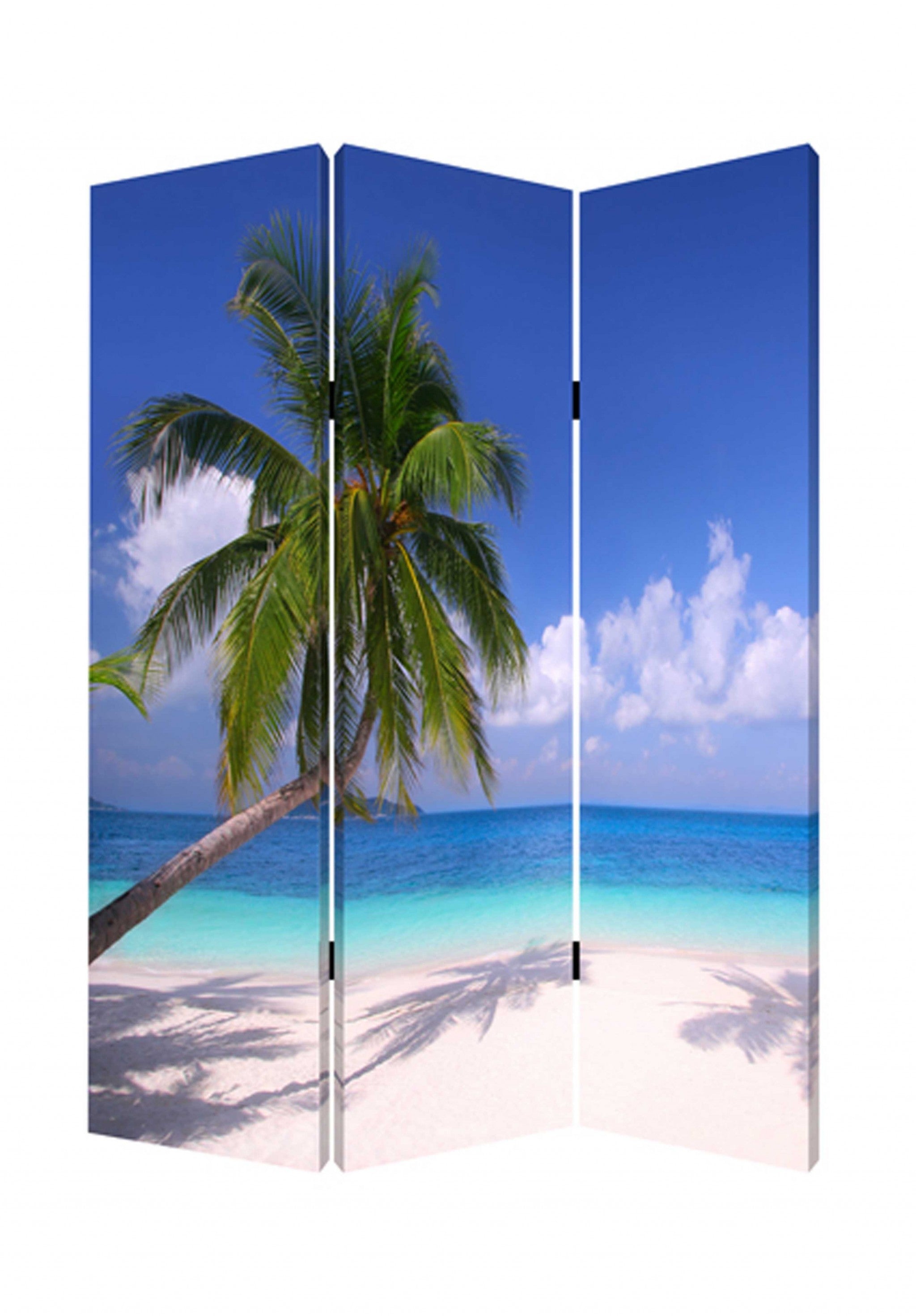 48 X 72 Multi Color Wood Canvas Paradise Screen-Room Dividers-DECOROLALA
