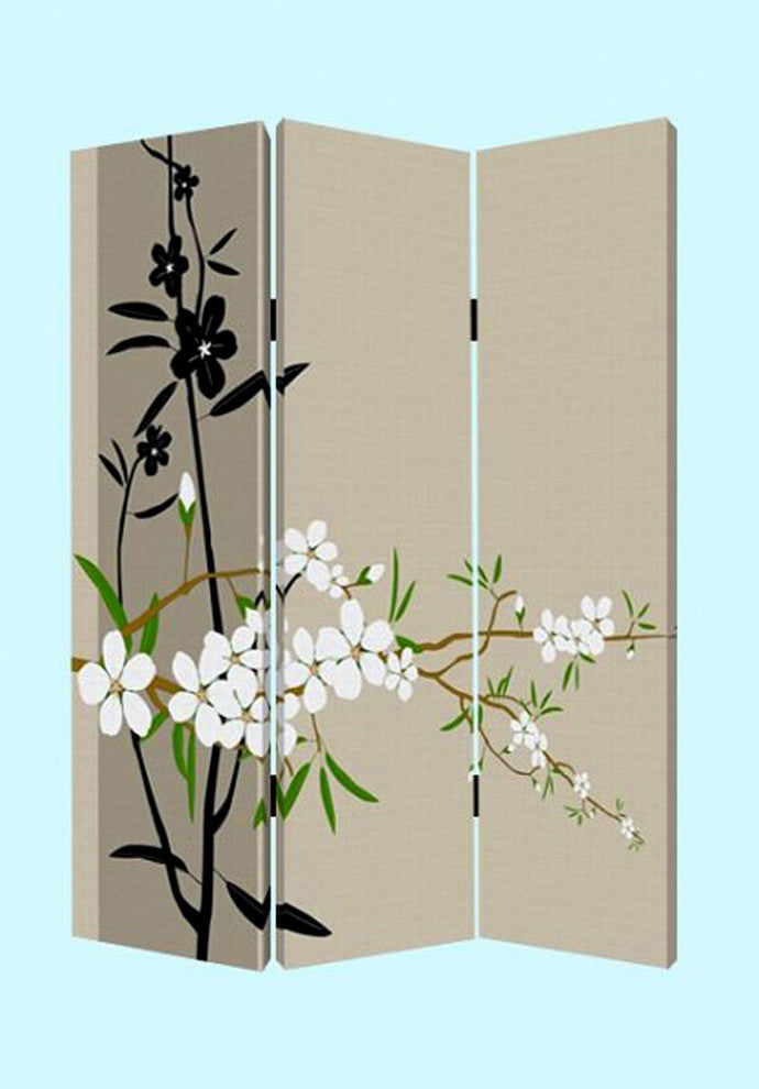 48" X 72" Multi Color Wood Canvas Plum Blossom Screen-Room Dividers-DECOROLALA