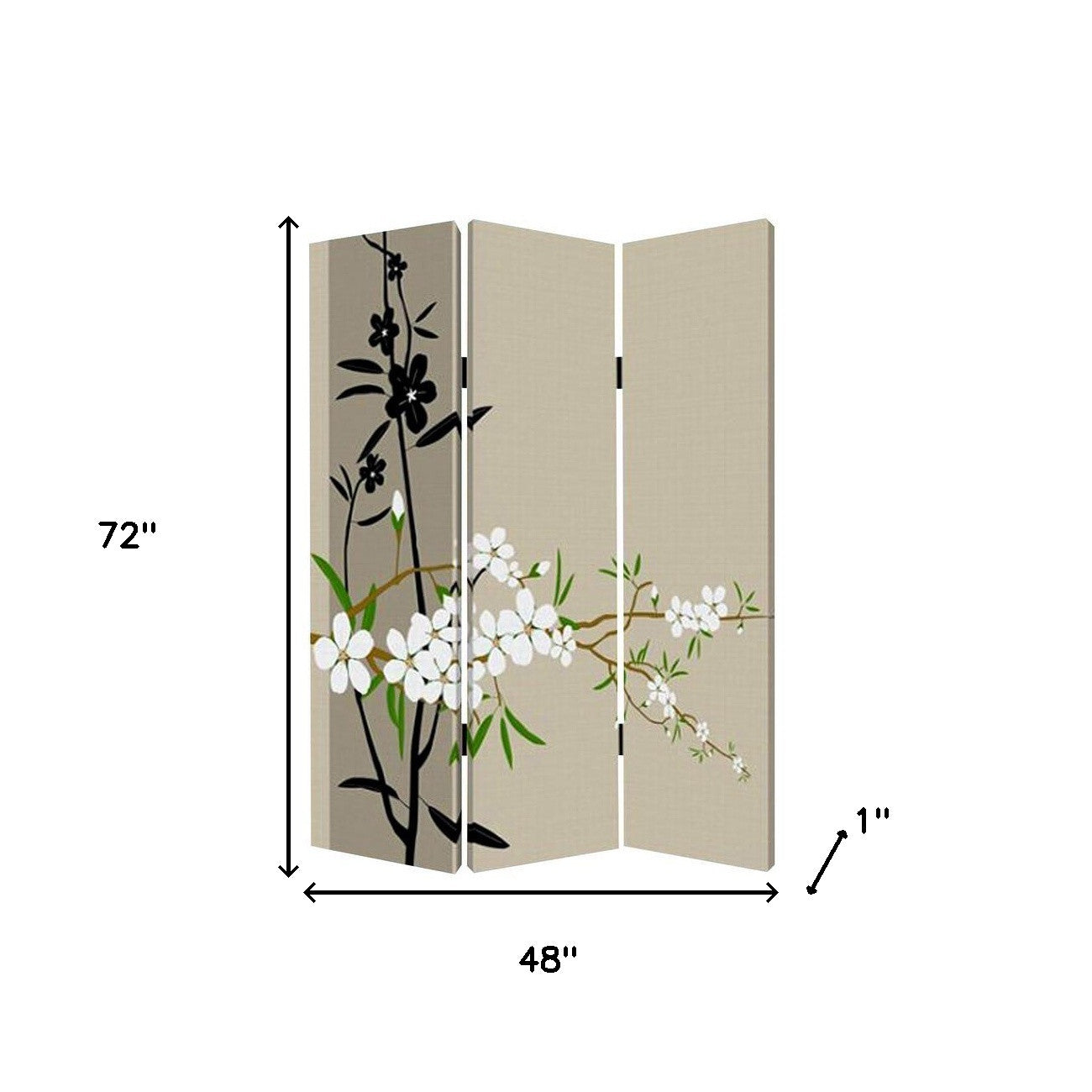 48" X 72" Multi Color Wood Canvas Plum Blossom Screen-Room Dividers-DECOROLALA
