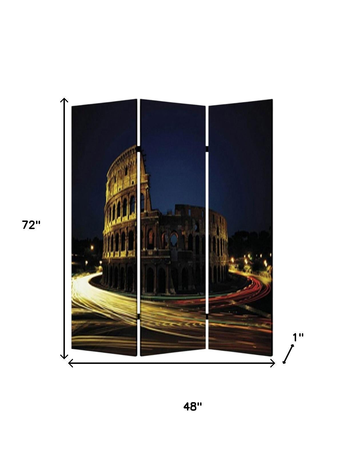 48" X 72" Multi Color Wood Canvas Rome Screen-Room Dividers-DECOROLALA