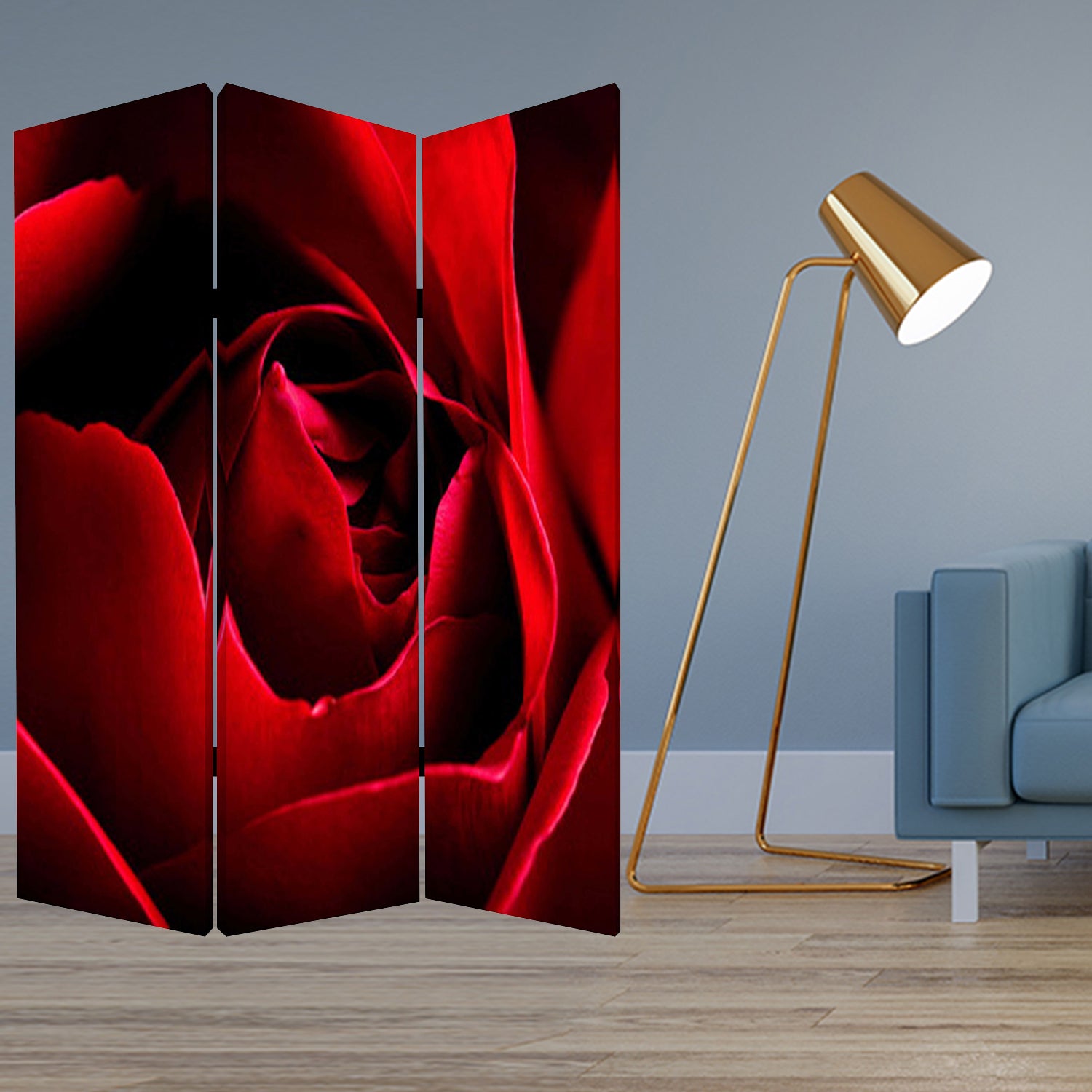 48 X 72 Multi Color Wood Canvas Rose Screen-Room Dividers-DECOROLALA