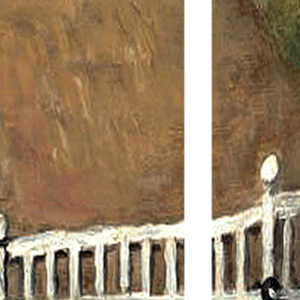 48 X 72 Multi Color Wood Canvas Seaside Town Slate Screen-Room Dividers-DECOROLALA