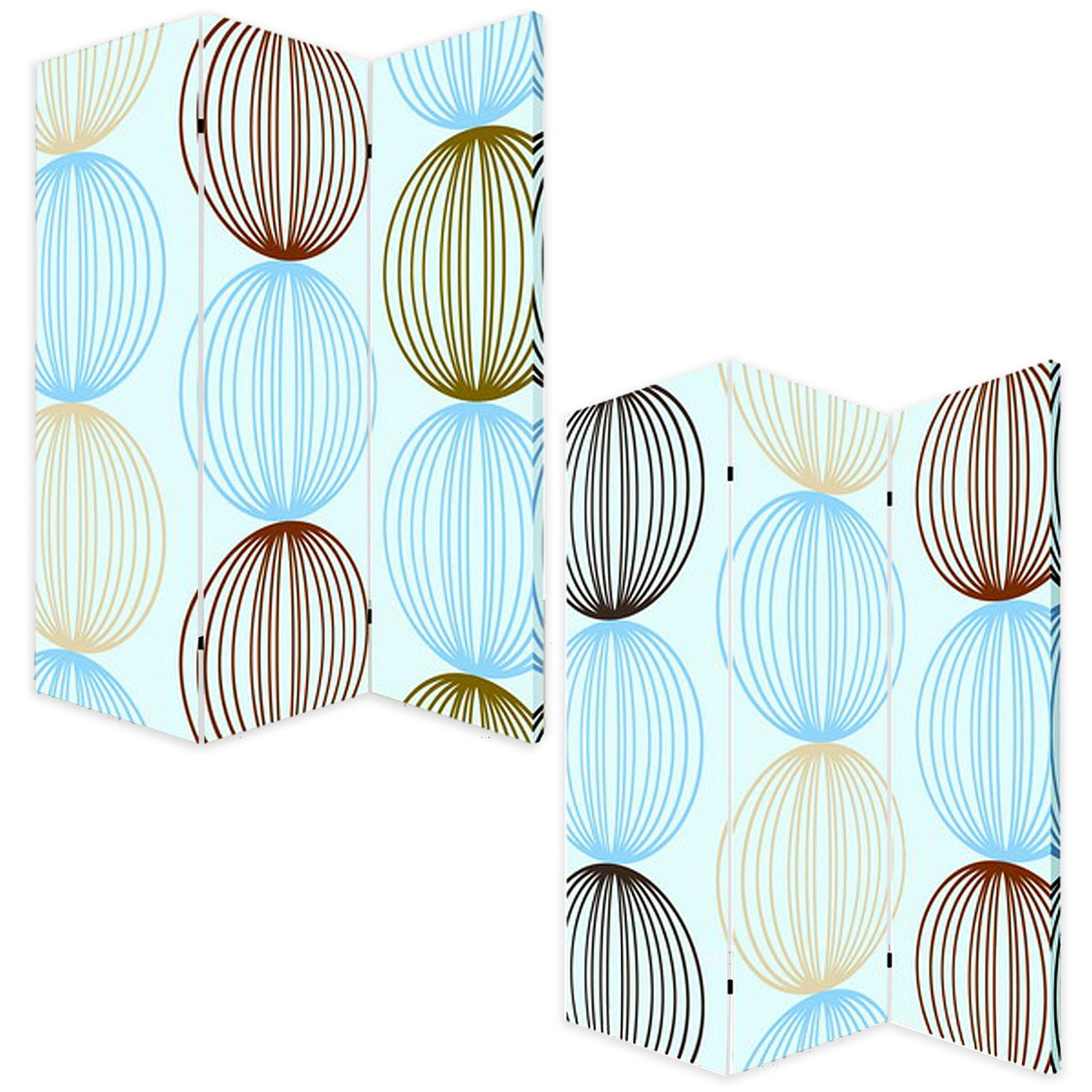 48 X 72 Multi Color Wood Canvas Sphere Screen-Room Dividers-DECOROLALA