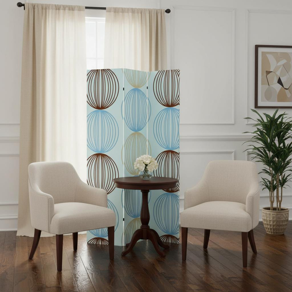 48 X 72 Multi Color Wood Canvas Sphere Screen-Room Dividers-DECOROLALA