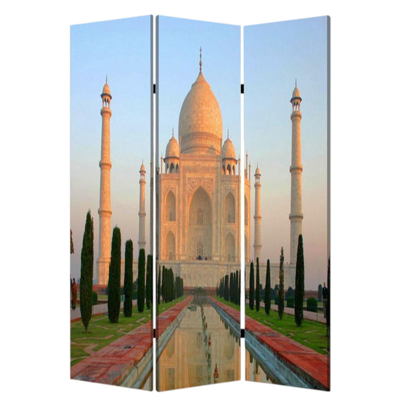 48" X 72" Multi Color Wood Canvas Taj Mahal Screen-Room Dividers-DECOROLALA