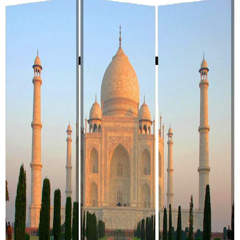 48" X 72" Multi Color Wood Canvas Taj Mahal Screen-Room Dividers-DECOROLALA