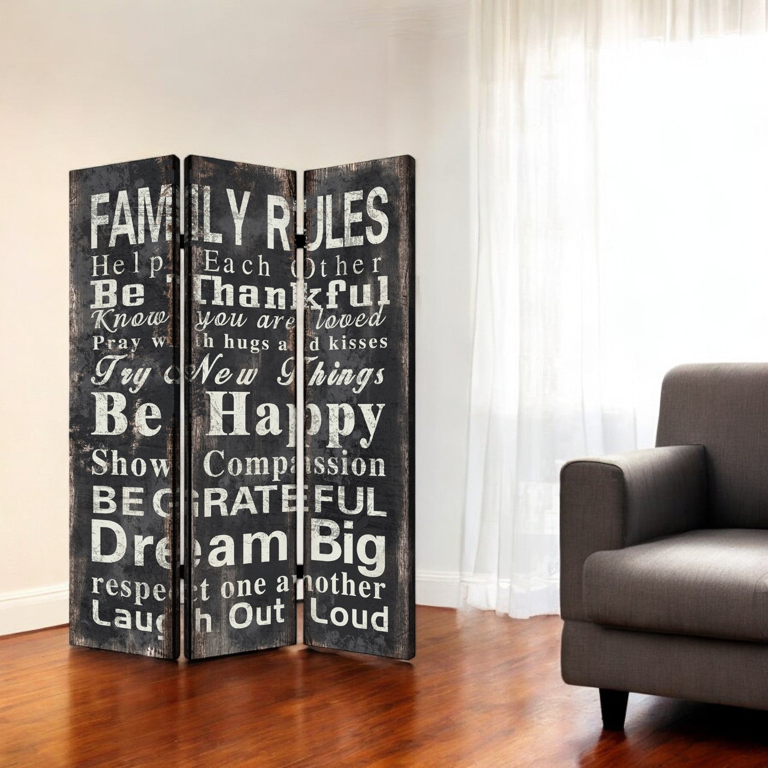 48" X 72" Multi Color Wood Canvas The Blue Eyed Screen-Room Dividers-DECOROLALA