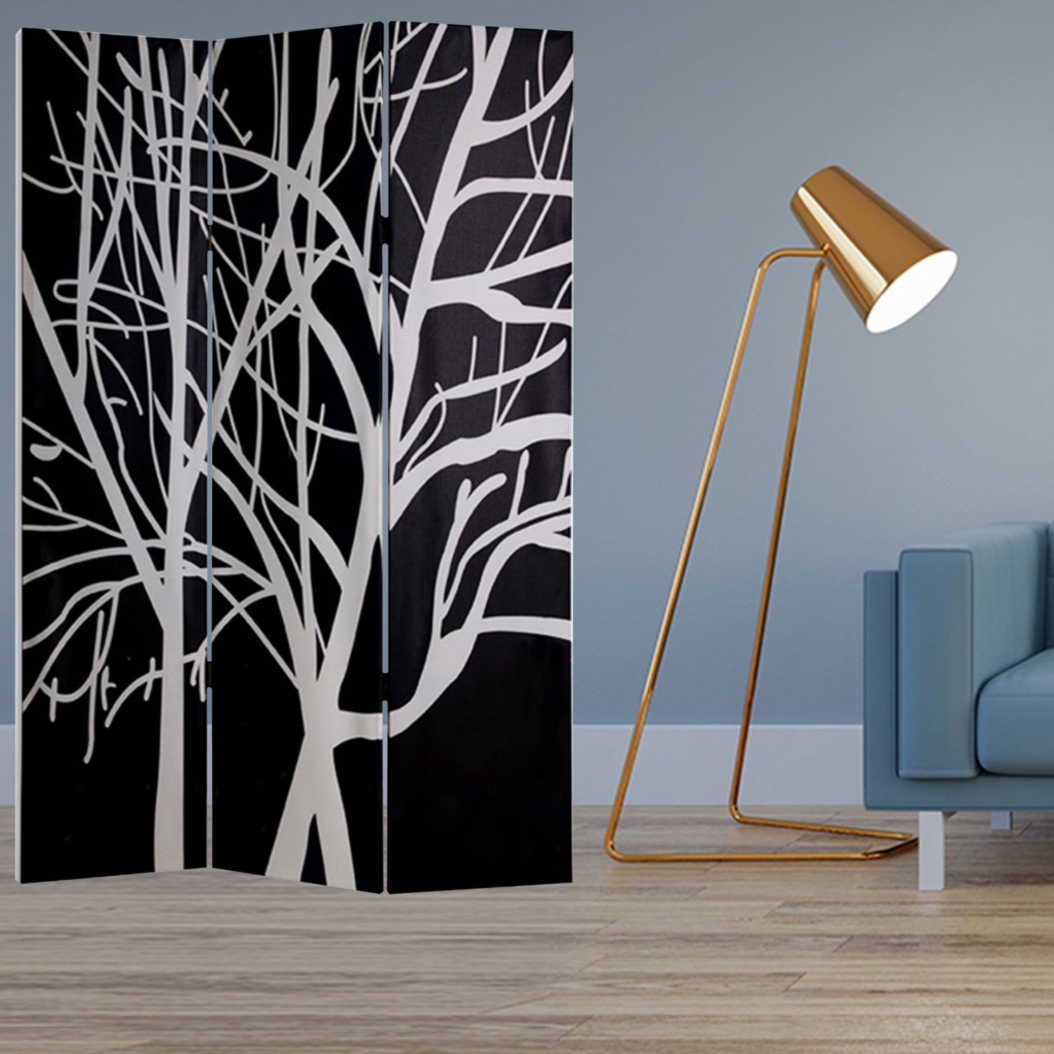 48" X 72" Multi Color Wood Canvas Tranquillity Screen-Room Dividers-DECOROLALA