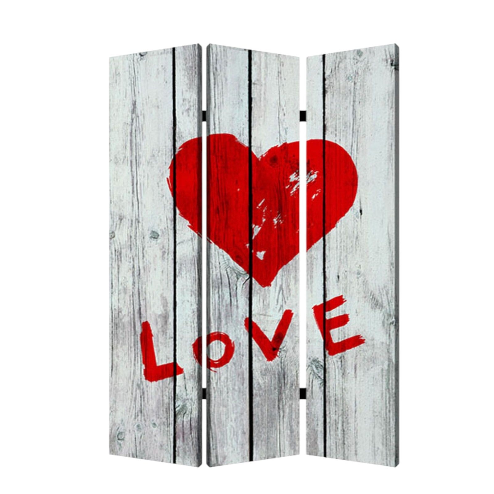 48" X 72" Multi Color Wood Canvas Valentine Screen-Room Dividers-DECOROLALA