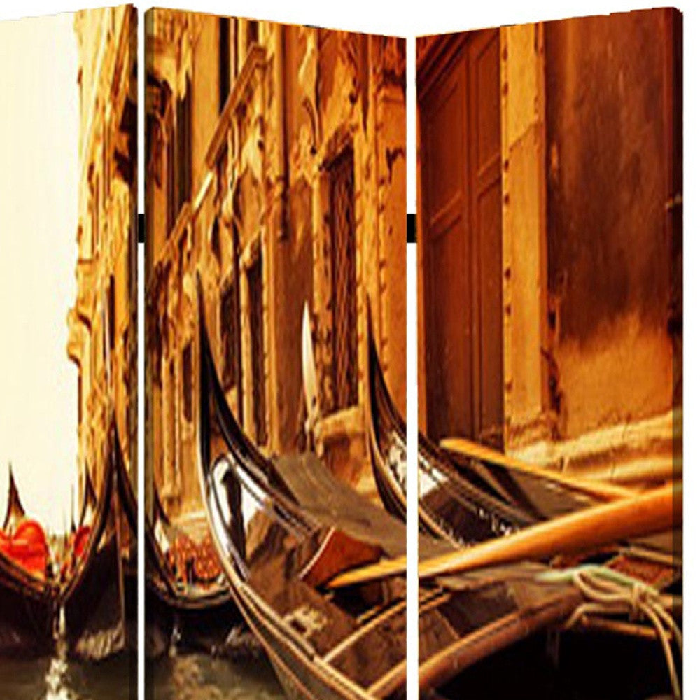48" X 72" Multi Color Wood Canvas Venice Screen-Room Dividers-DECOROLALA