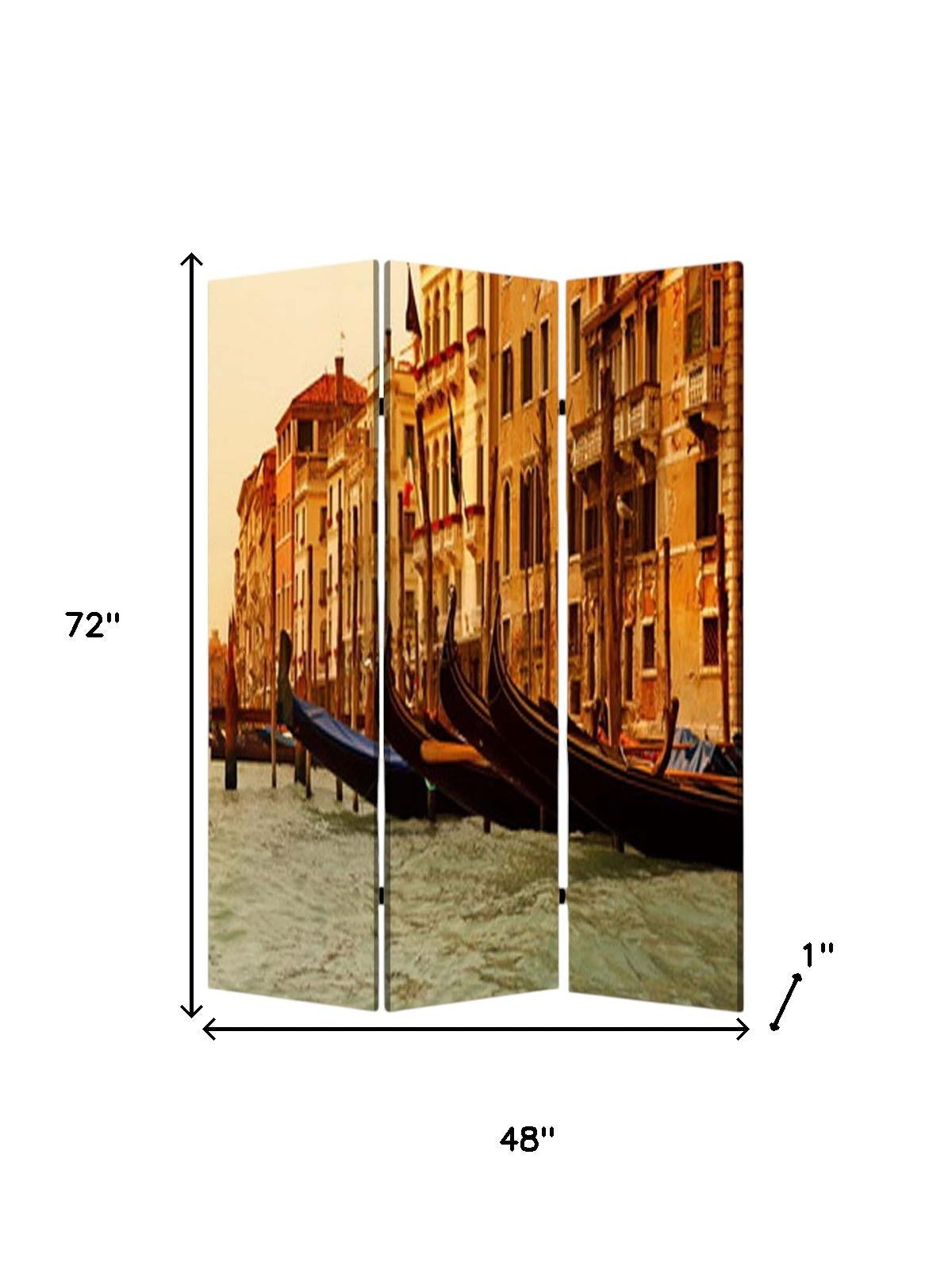 48" X 72" Multi Color Wood Canvas Venice Screen-Room Dividers-DECOROLALA