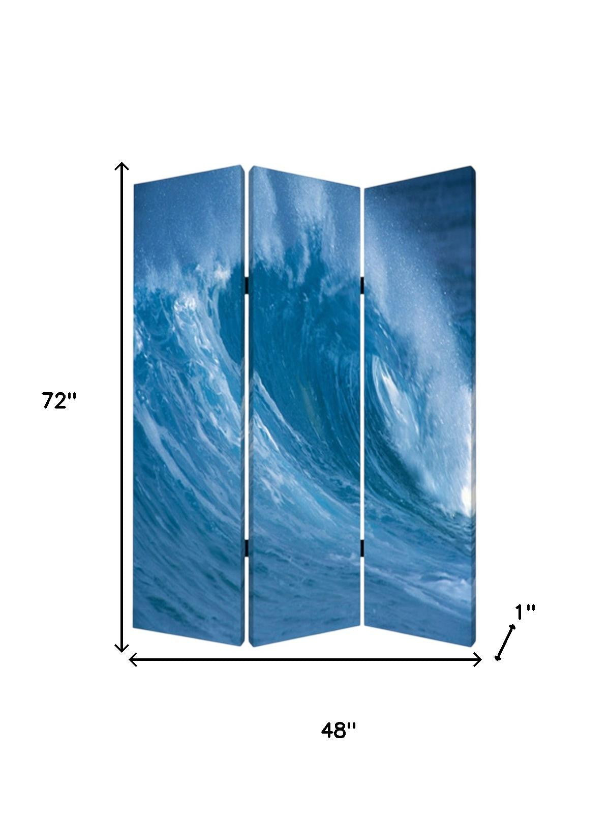 48 X 72 Multi Color Wood Canvas Wave Screen-Room Dividers-DECOROLALA
