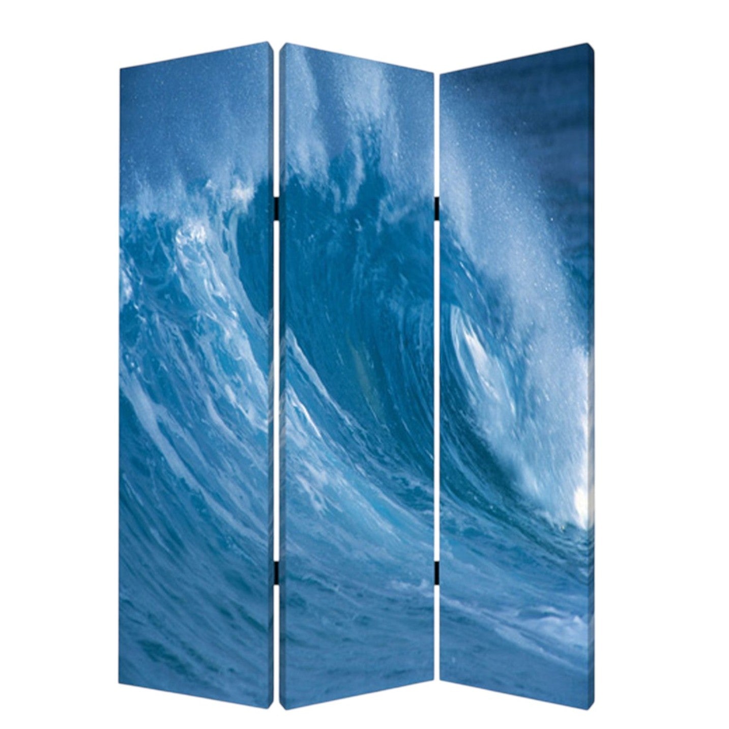 48 X 72 Multi Color Wood Canvas Wave Screen-Room Dividers-DECOROLALA