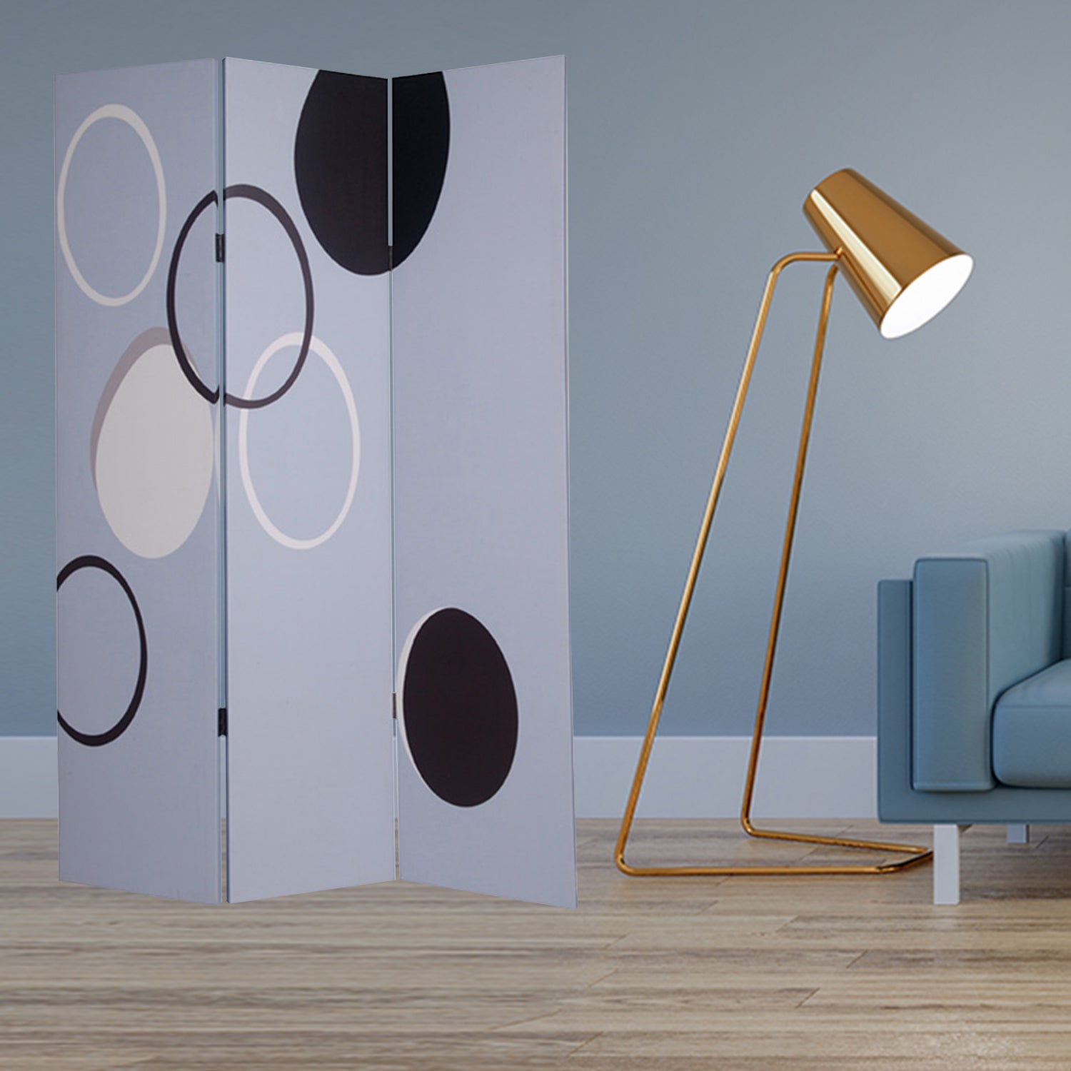 48" X 72" Muti Color Black Metal 3 Panel Screen-Room Dividers-DECOROLALA