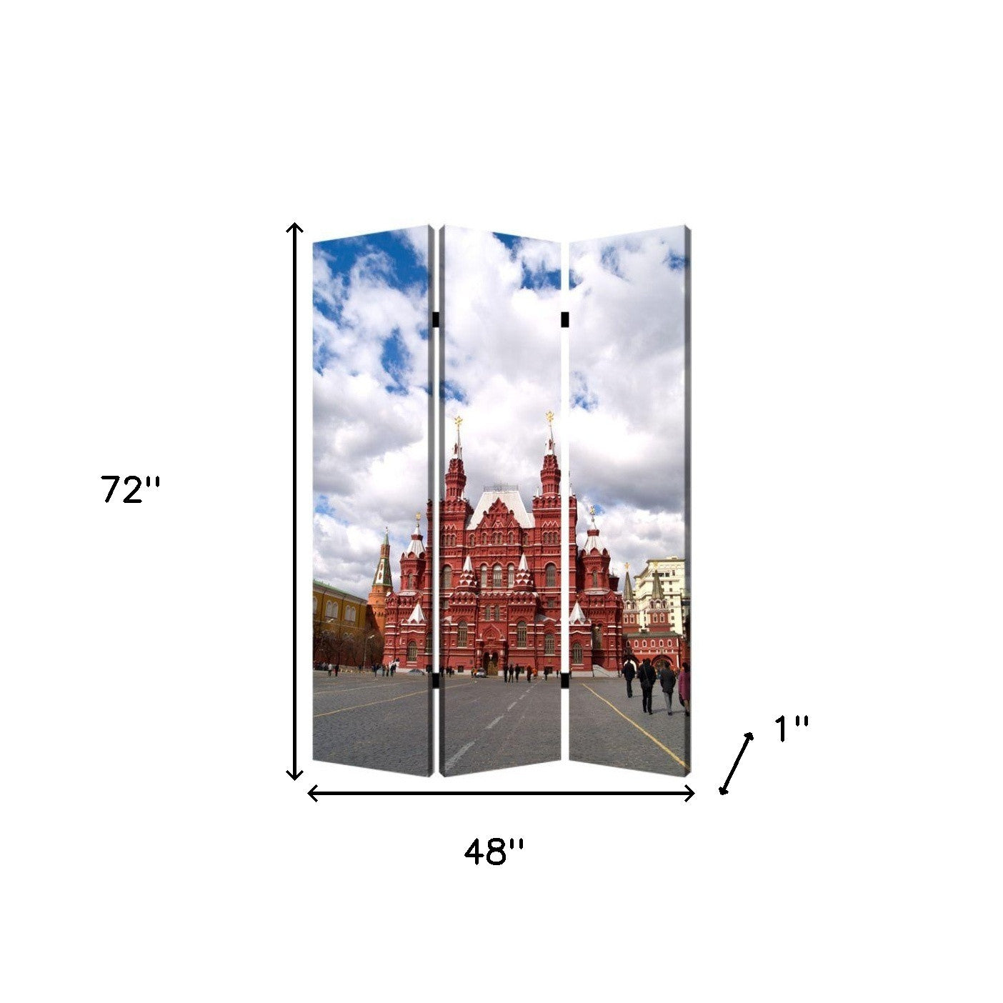 48" X 72" Red Blue and White Wood Canvas Russia Screen-Room Dividers-DECOROLALA