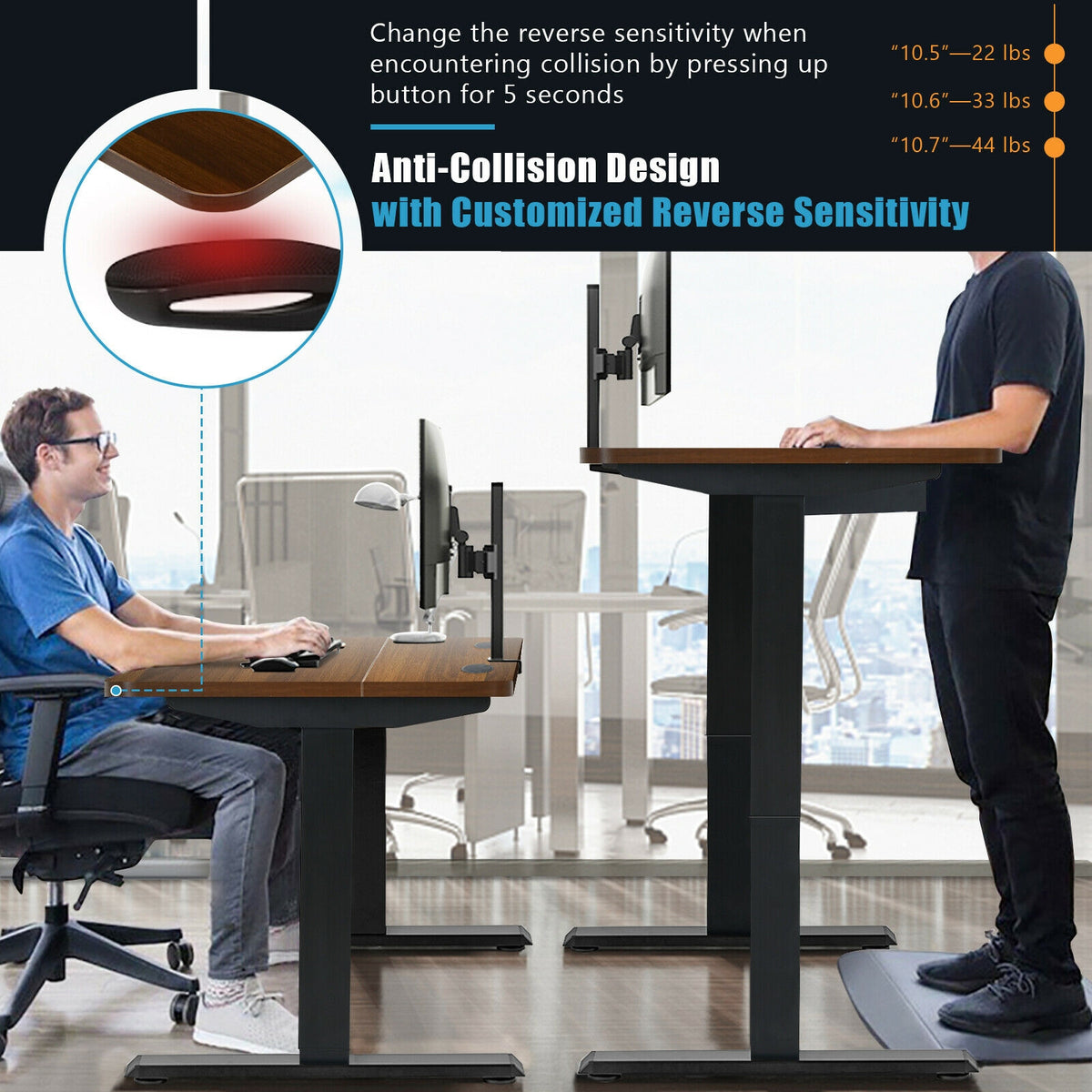 48-inch Electric Height Adjustable Standing Desk with Control Panel-Walnut-Standing Desks-DECOROLALA