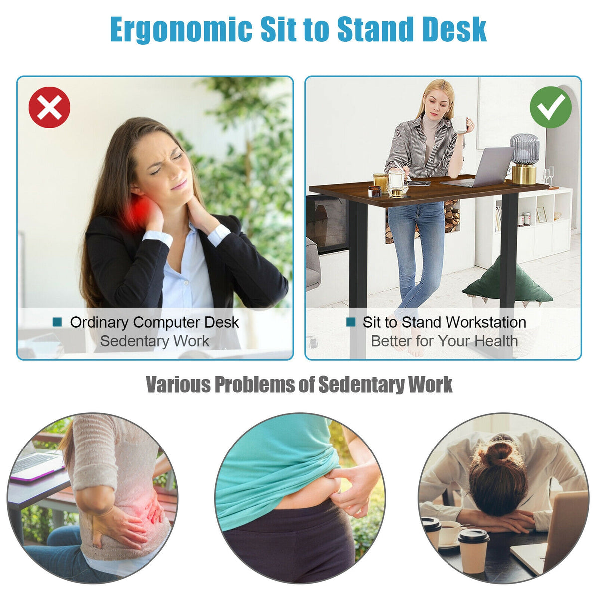 48-inch Electric Height Adjustable Standing Desk with Control Panel-Walnut-Standing Desks-DECOROLALA
