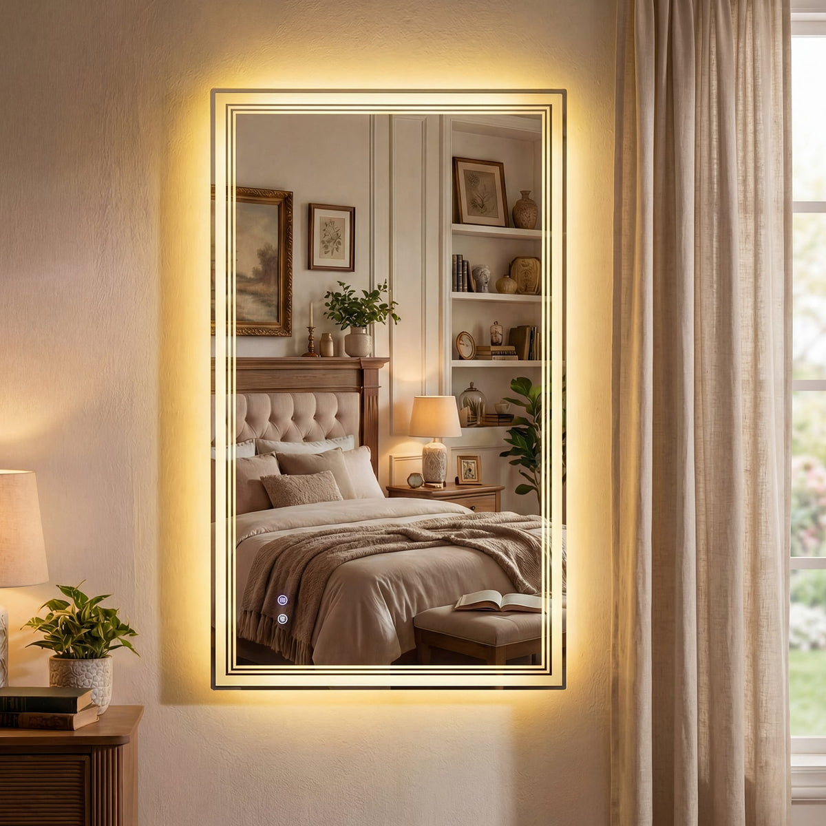 48" x 28" LED Bathroom Mirror with Frontlit and Backlit-Wall Mirrors-DECOROLALA