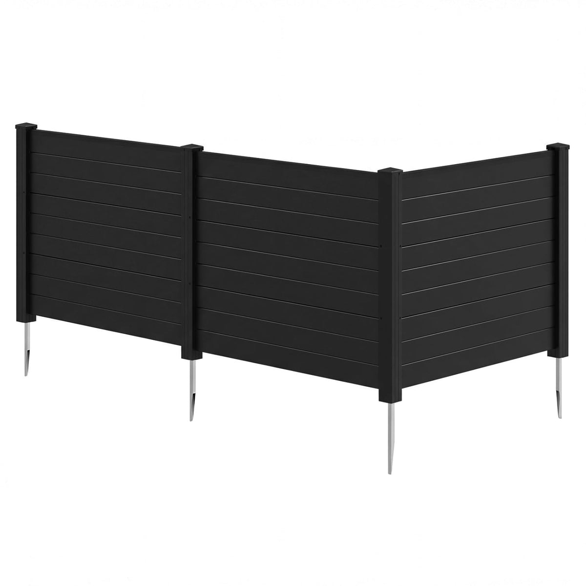 48 x 38 Inch Air Conditioner Fence 3 Panels with Metal Ground Stakes for Patio Backyard-Black-Outdoor Privacy Screens-DECOROLALA